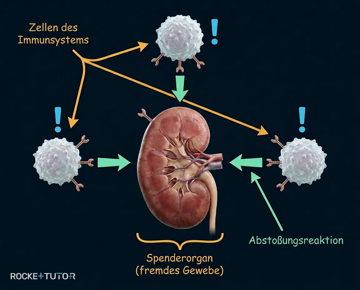 Illustration der Abstoßungsreaktion durch das Immunsystem