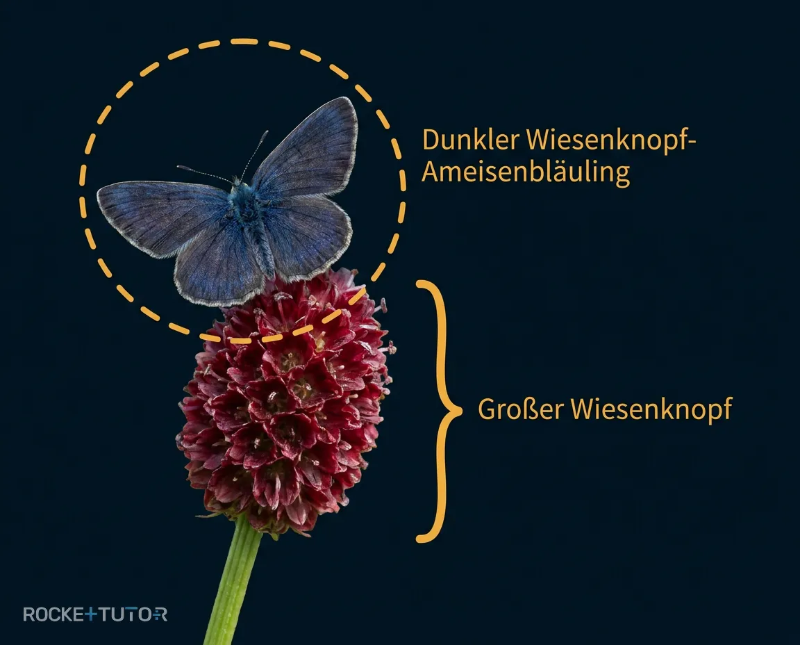 Dunkler Wiesenknopf-Ameisenbläuling Lebenszyklus