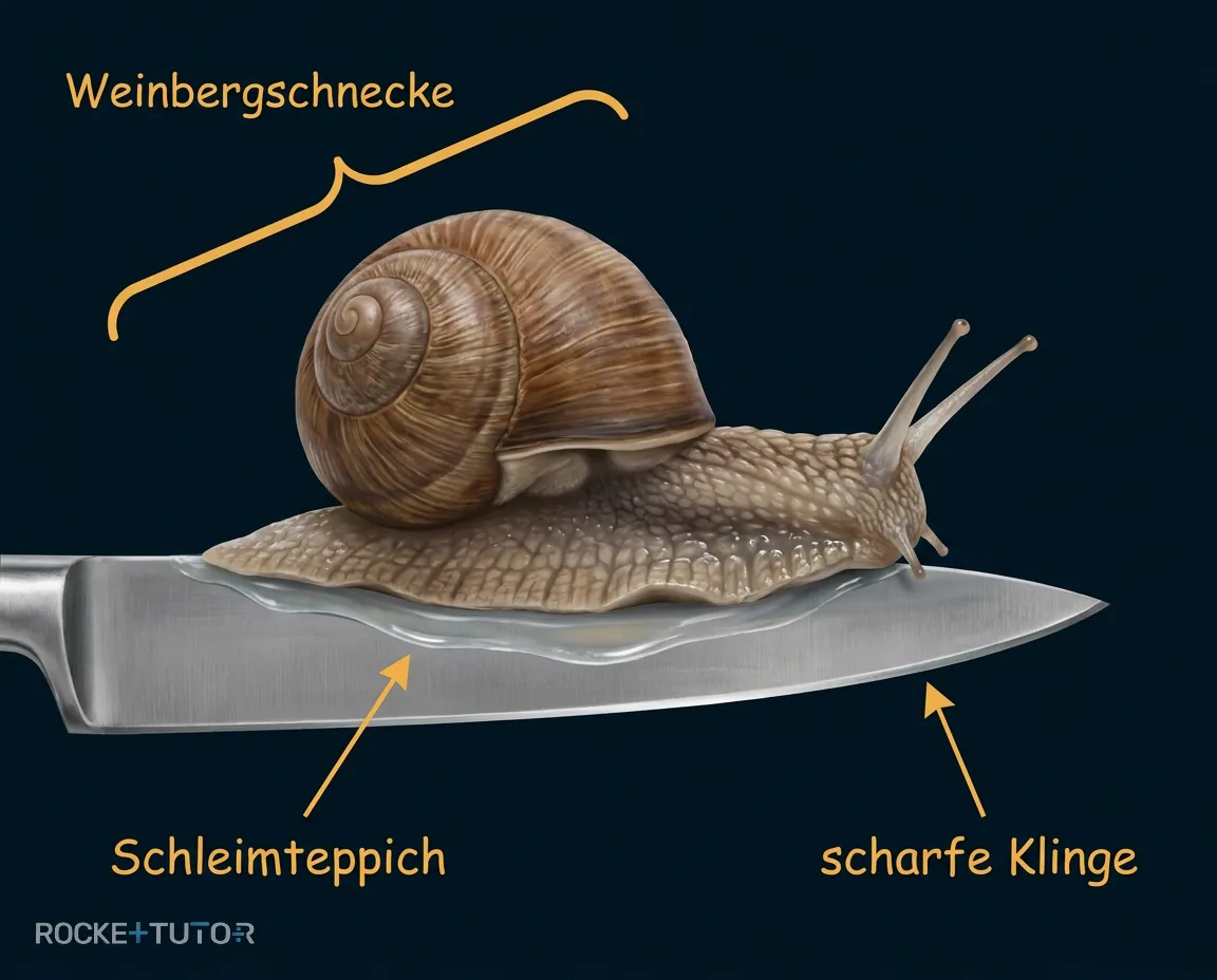 Weinbergschnecke auf scharfem Messer