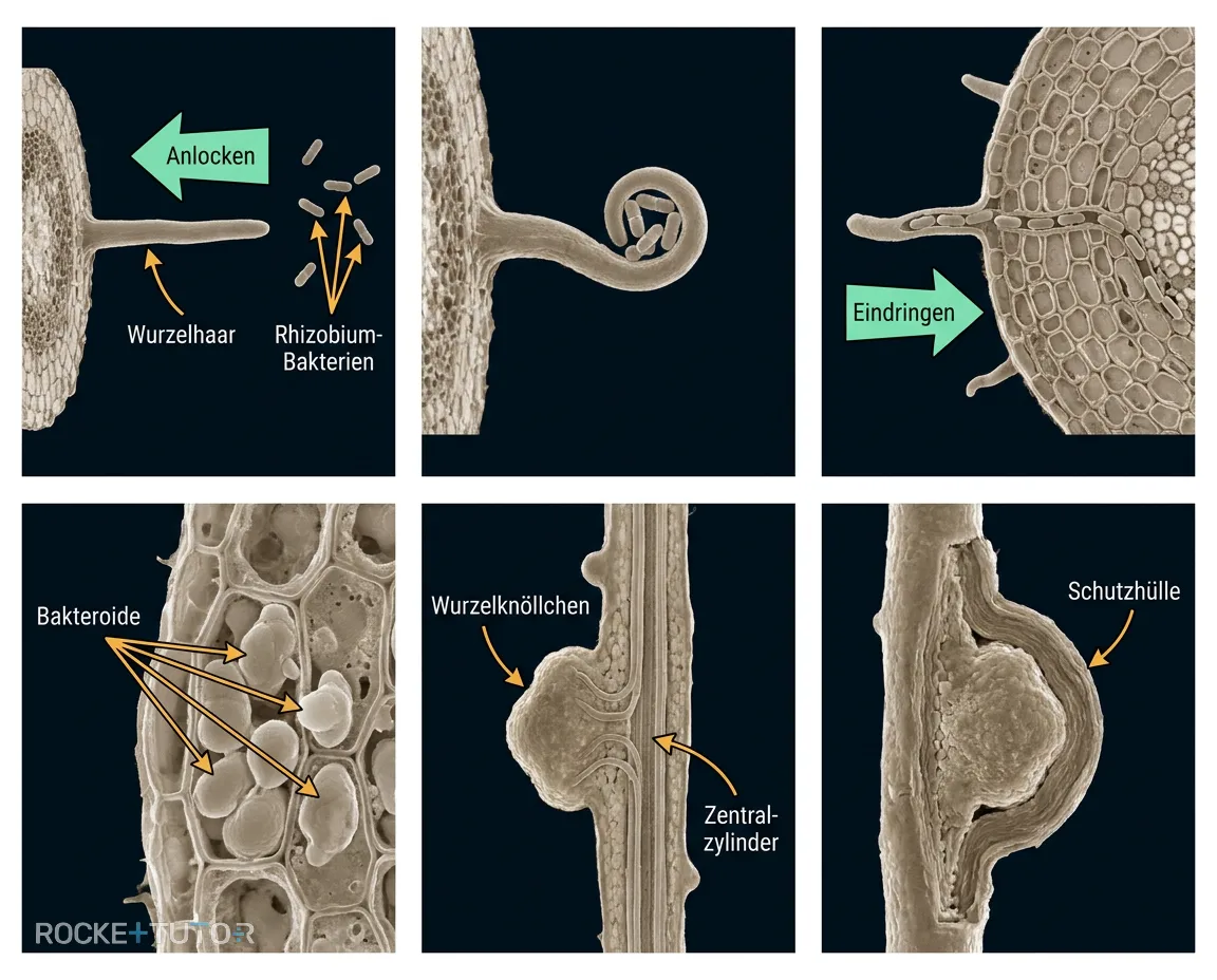 Wurzelknöllchen und Rhizobium Bakterien