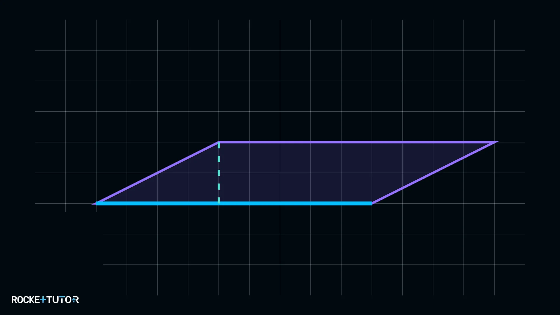 Flaches breites Parallelogramm mit Grundseite 9 und Höhe 2