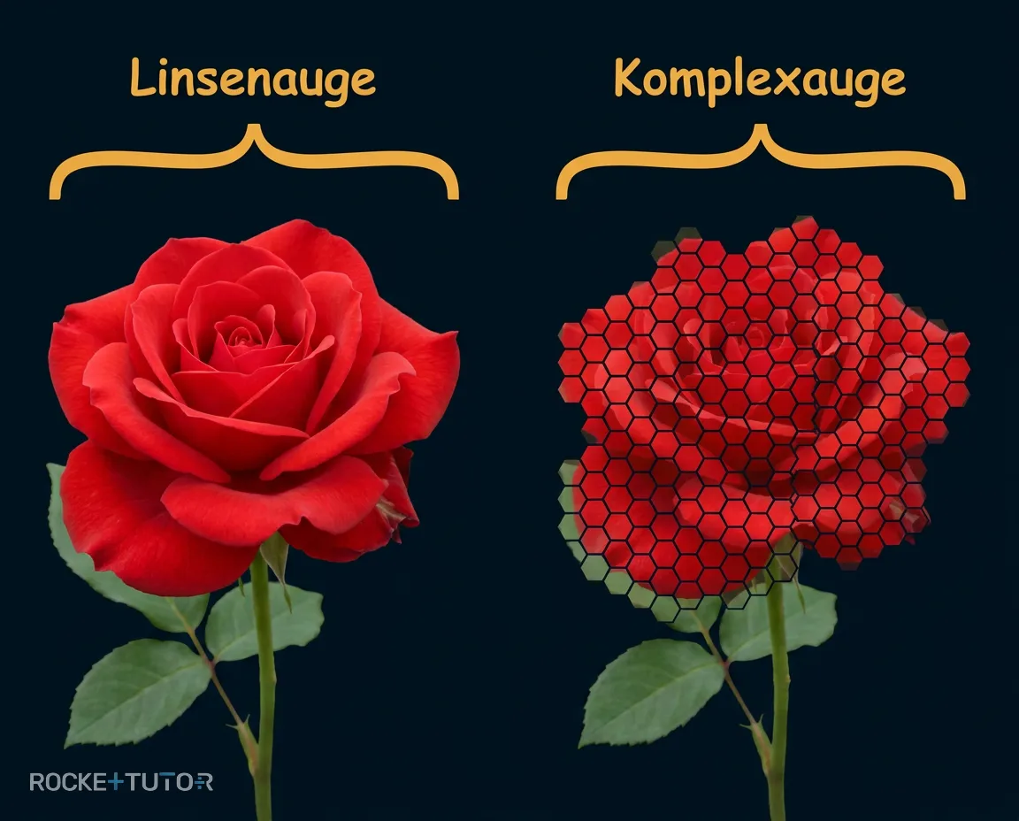 Vergleich Linsenauge und Komplexauge