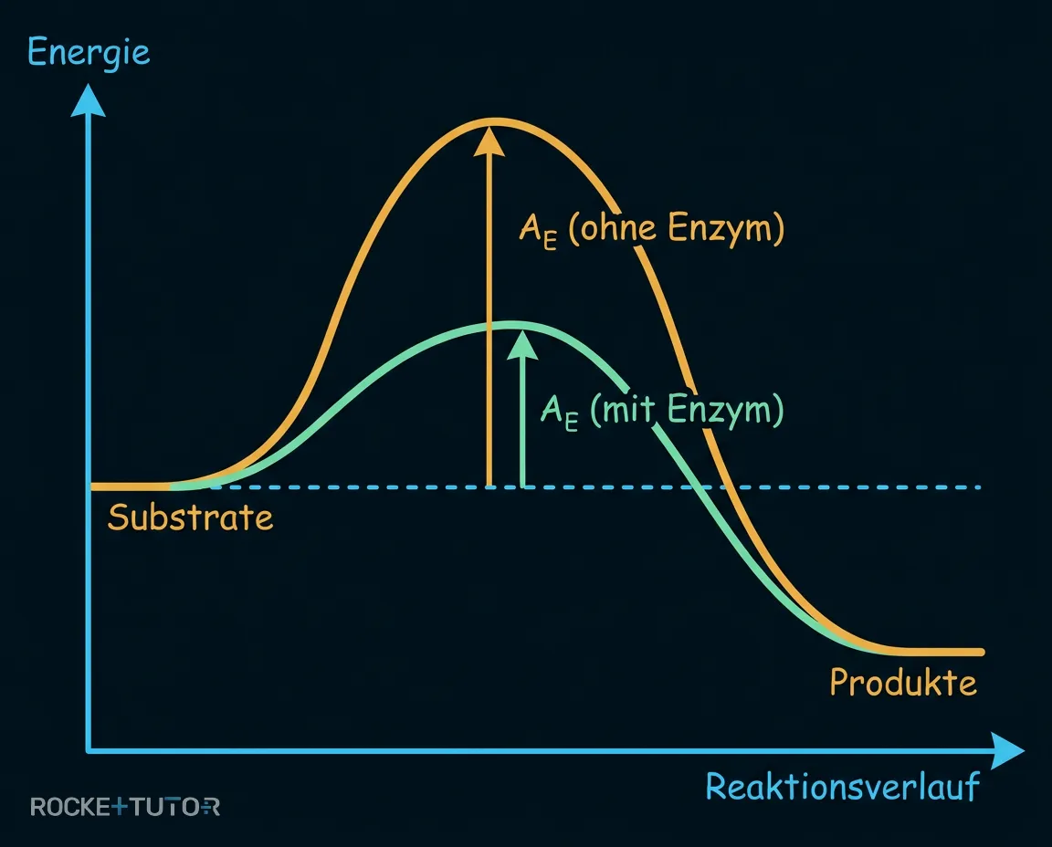 Energiediagramm mit und ohne Enzym