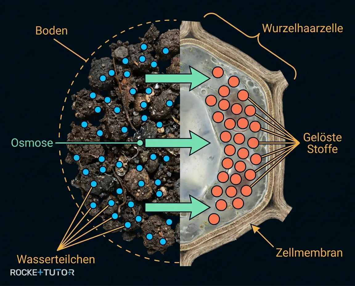 Wurzelhaarzelle nimmt Wasser durch Osmose auf