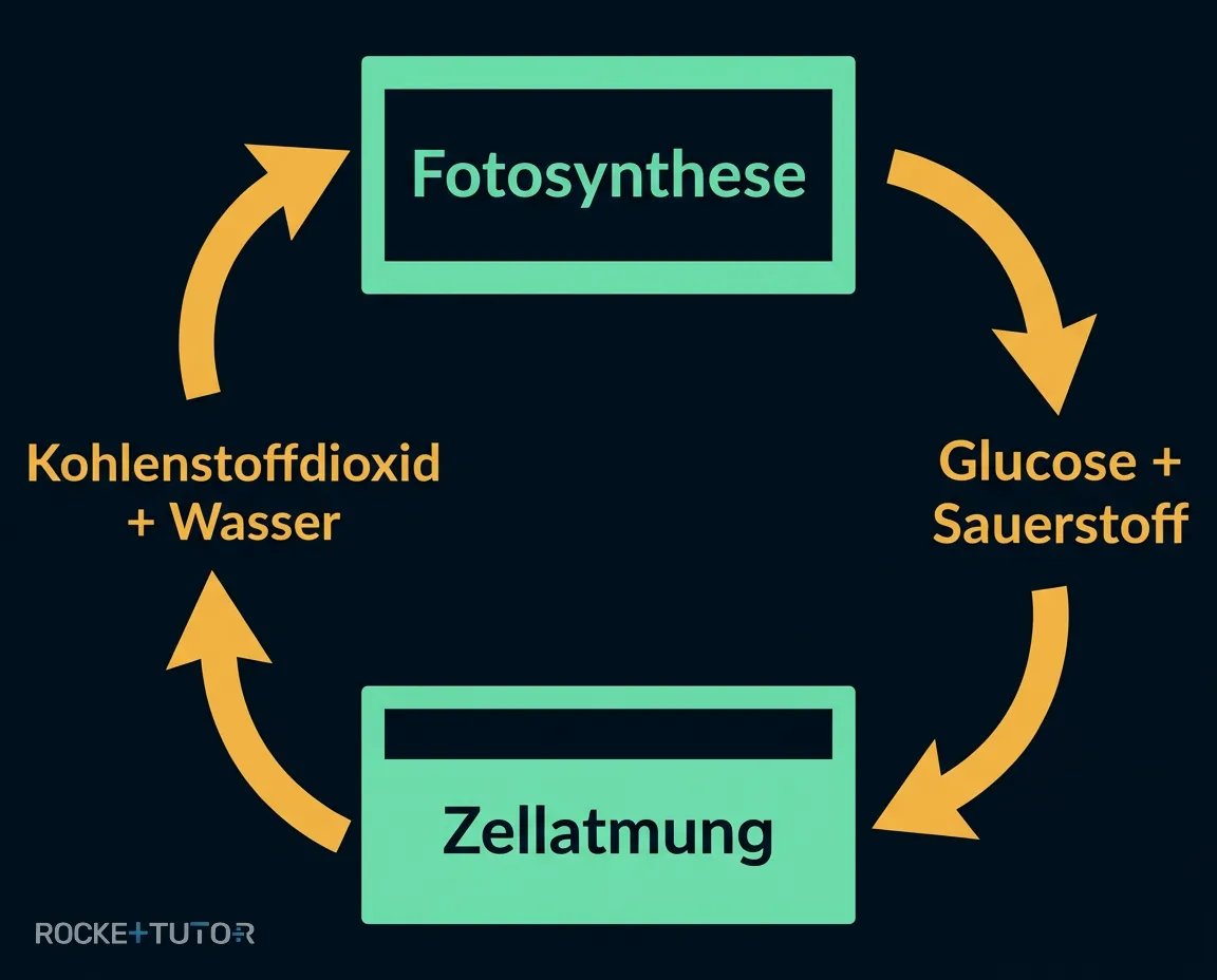 Schema von Fotosynthese und Zellatmung