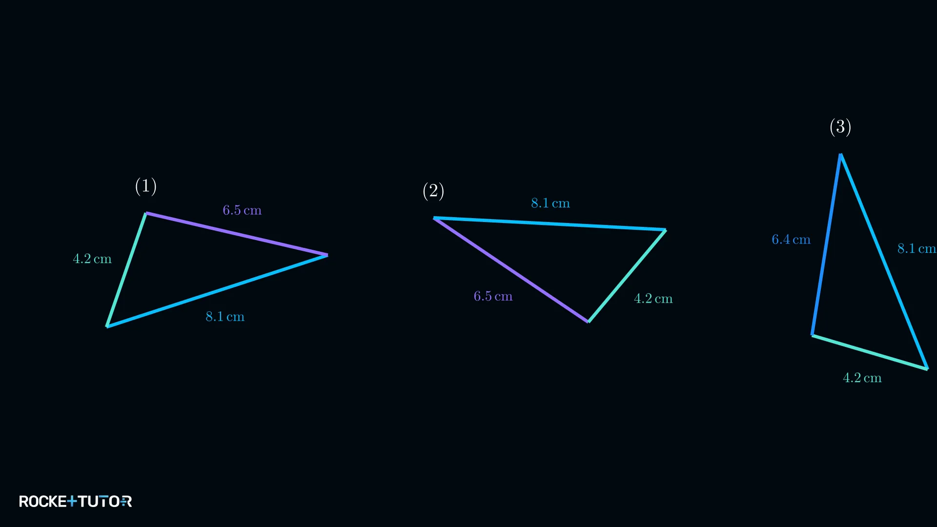 Dreiecke mit Seitenlängen 8,1 cm, 4,2 cm und 6,5 cm