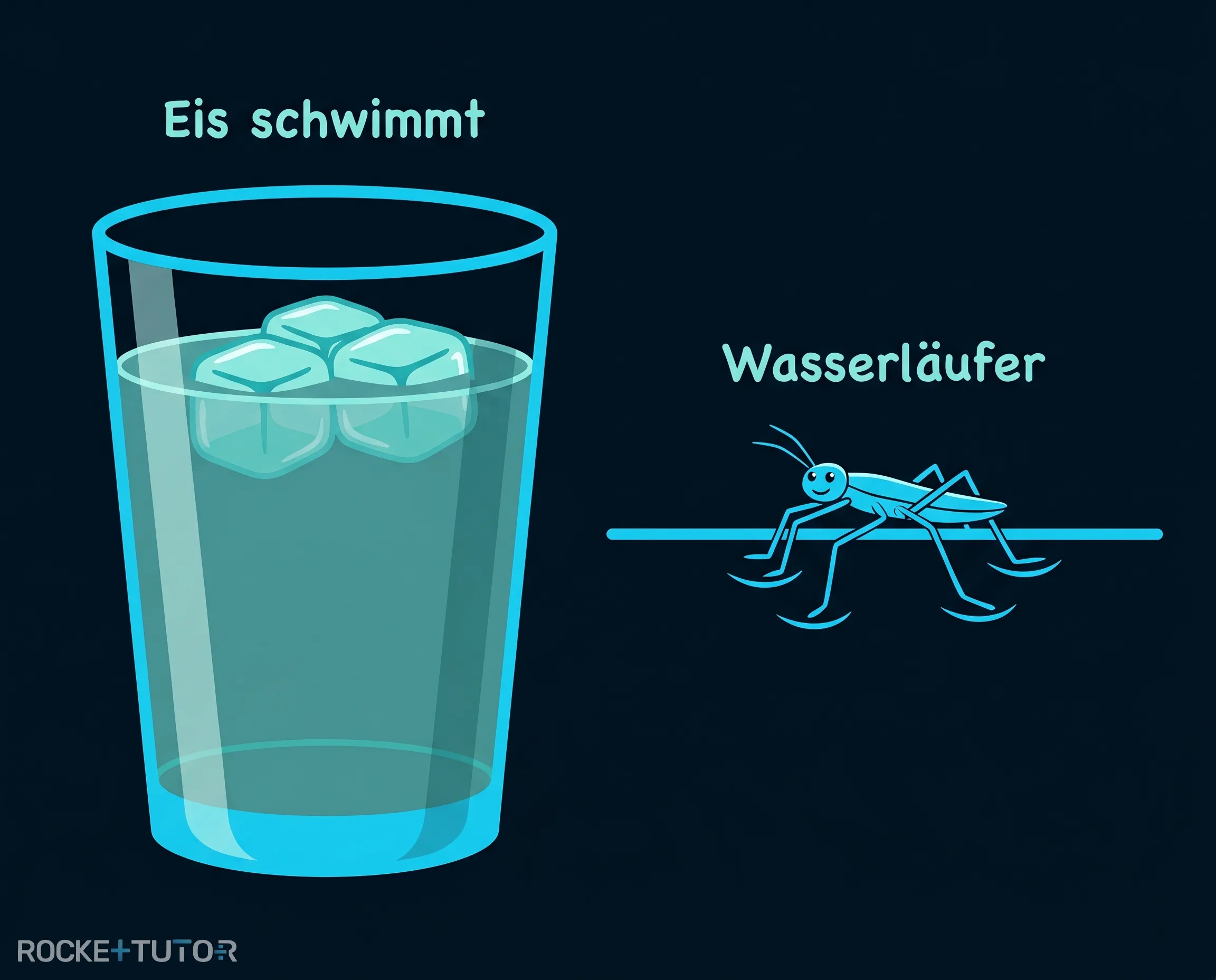 Eiswürfel und Wasserläufer auf Wasser