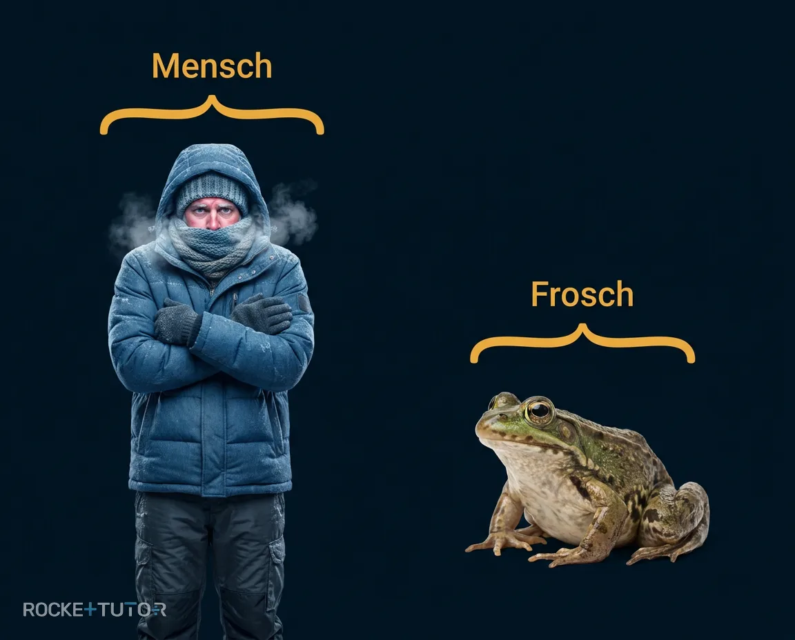 Frosch im Winter und Sommer