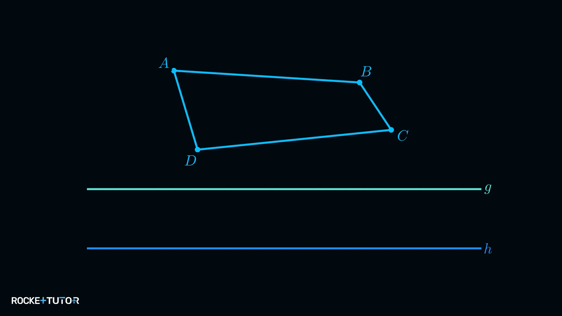 Viereck ABCD mit horizontalen parallelen Geraden g und h