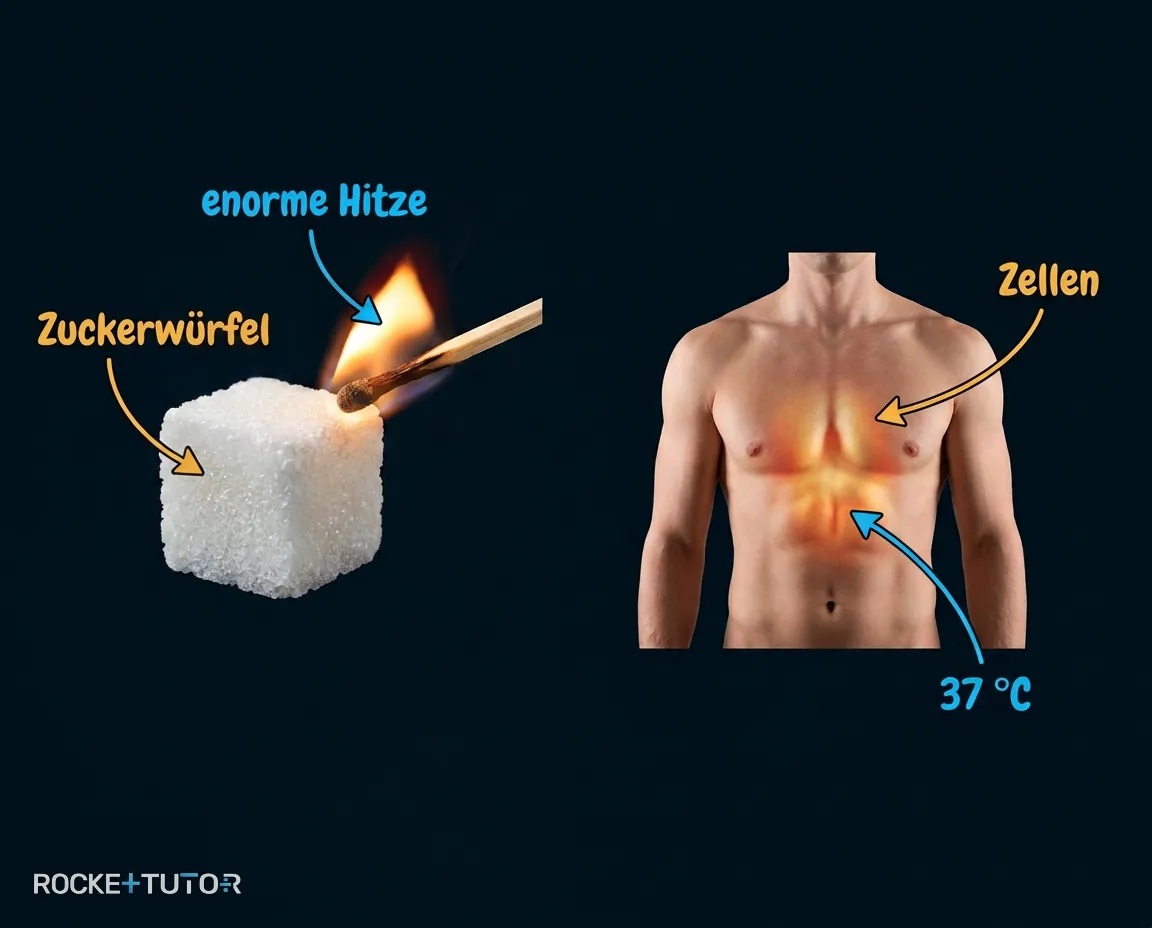Zuckerwürfel mit Streichholz anzünden