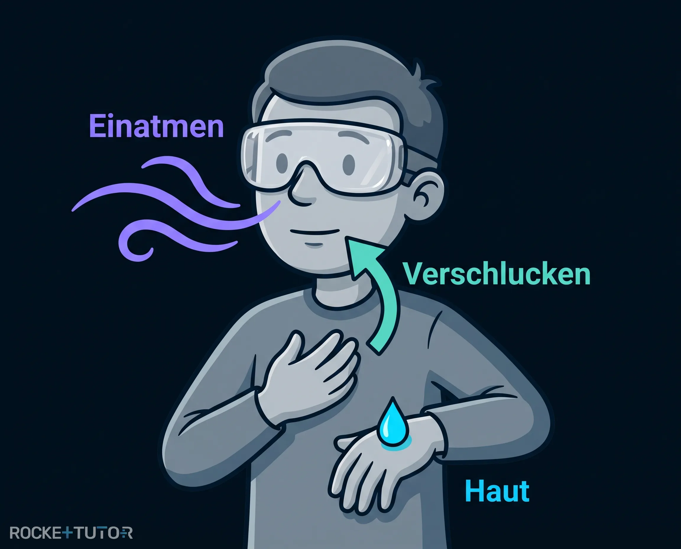 Gefahrensymbole und Aufnahmewege in den Körper
