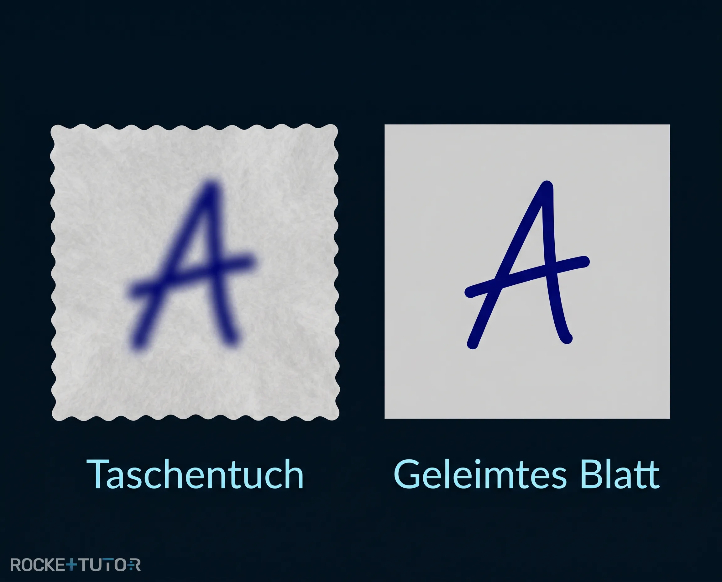 Papiertaschentuch und Tinte