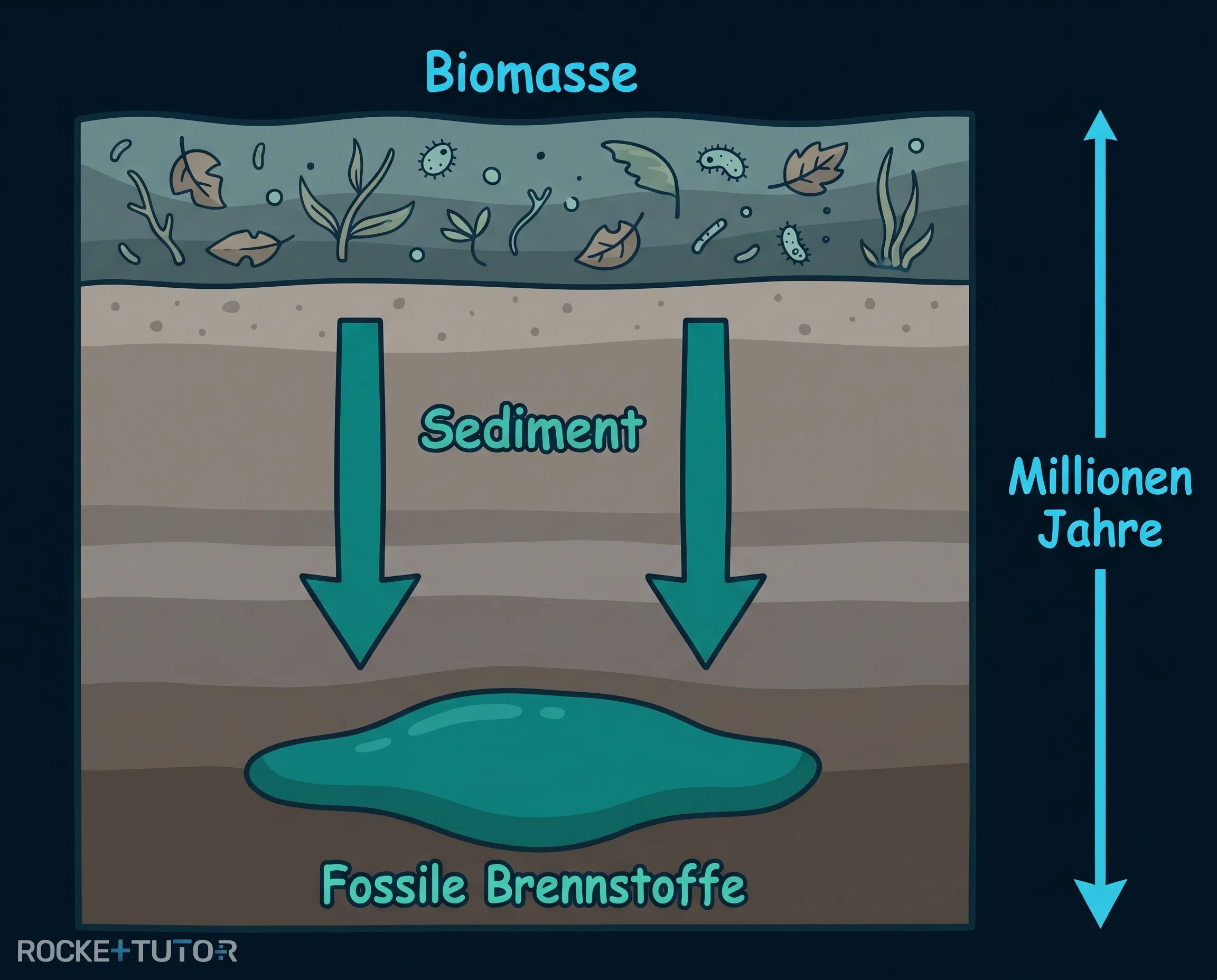 Entstehung fossiler Brennstoffe unter der Erde