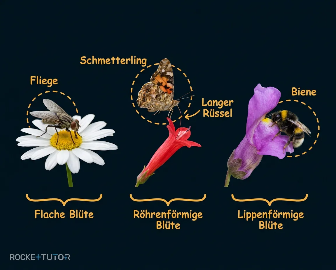 Schmetterling und Fliege an Blüten