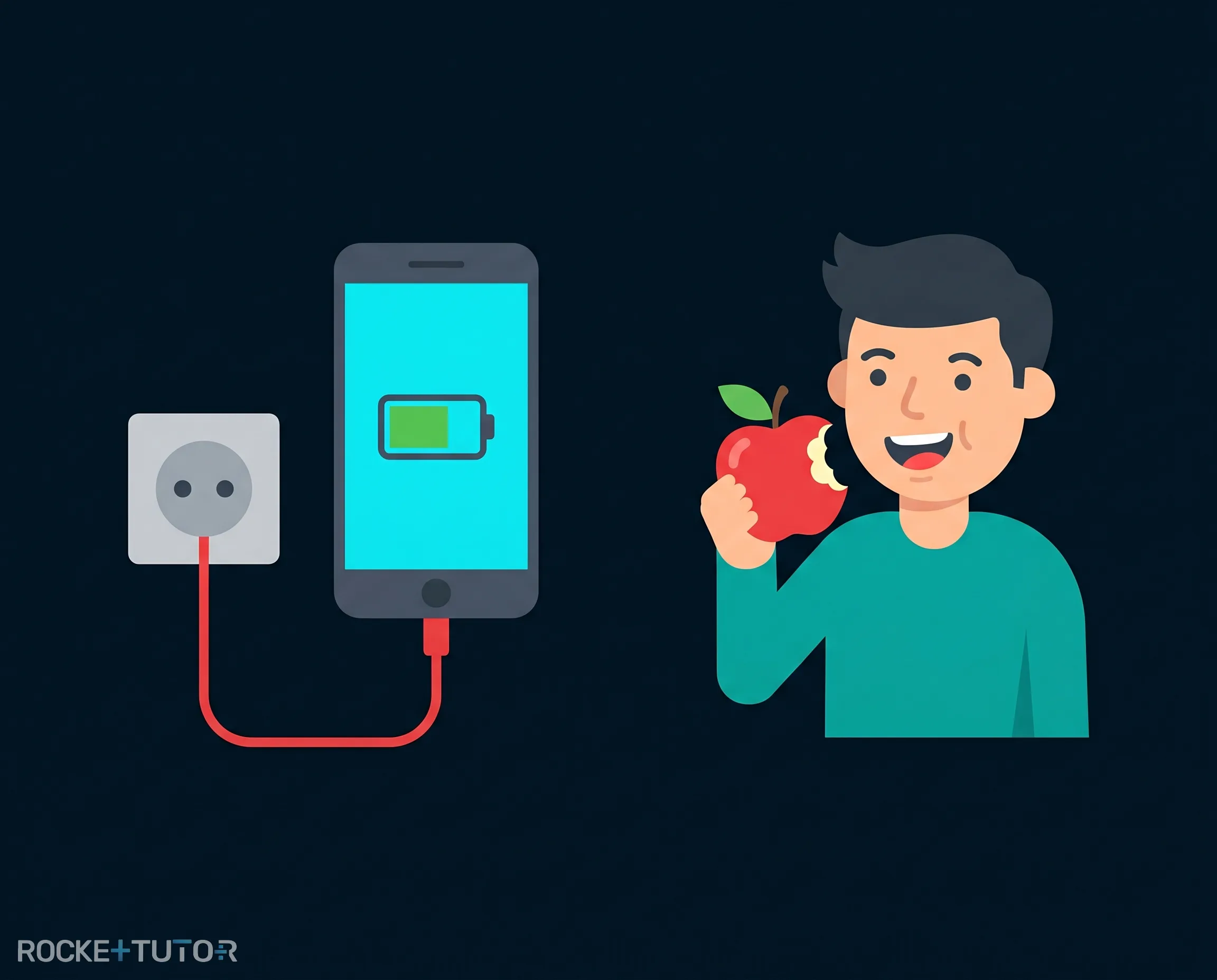 Smartphone Akku und Mensch