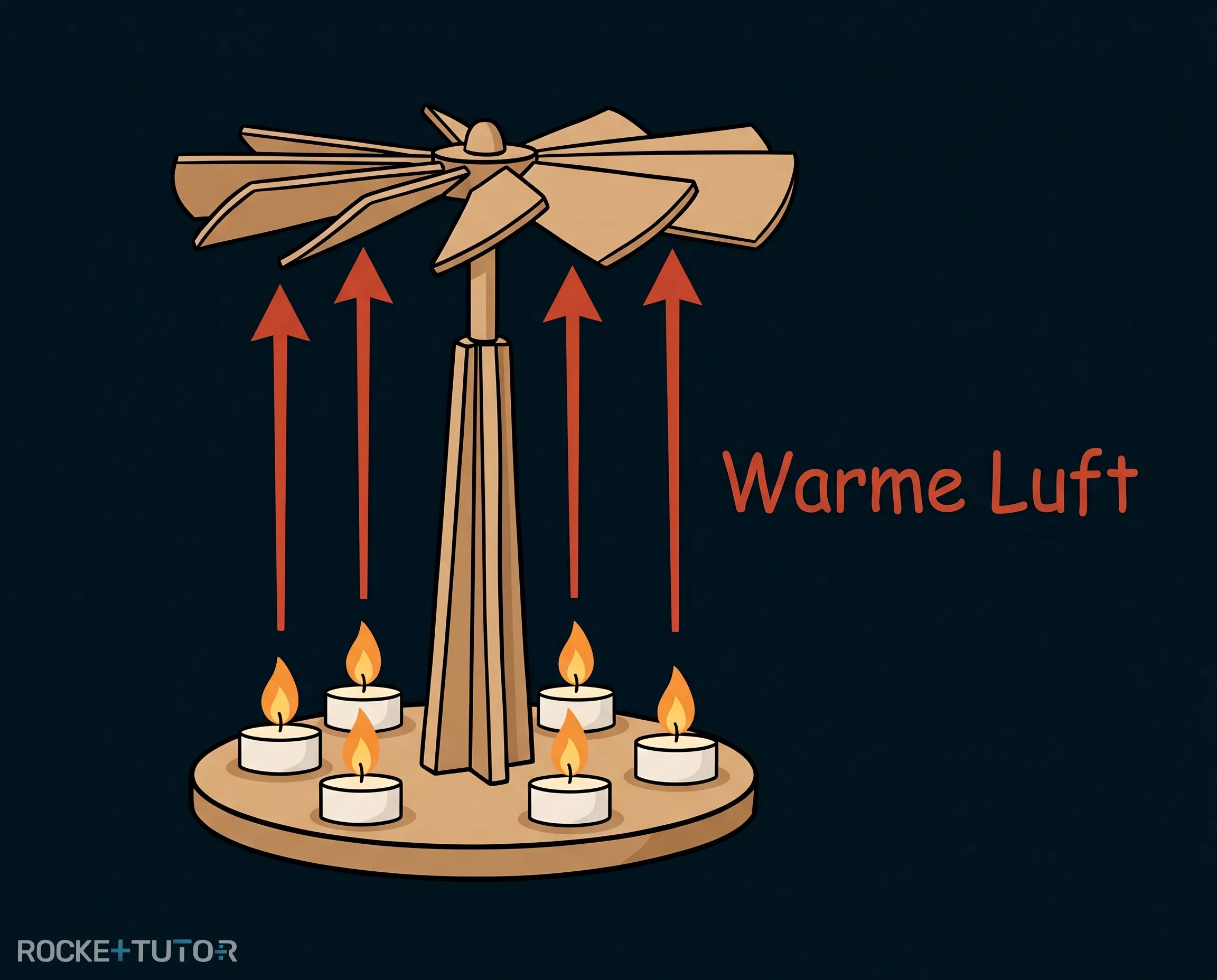 Weihnachtspyramide mit drehendem Windrad