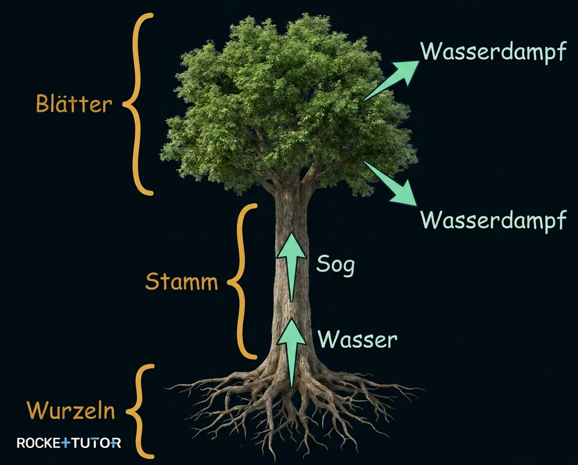 Transpirationssog in einer Pflanze