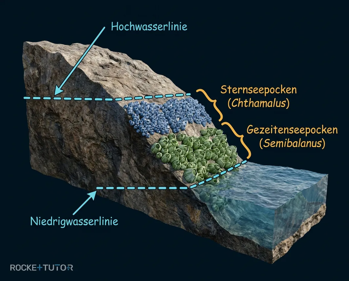 Verteilung der Seepocken am Felsen