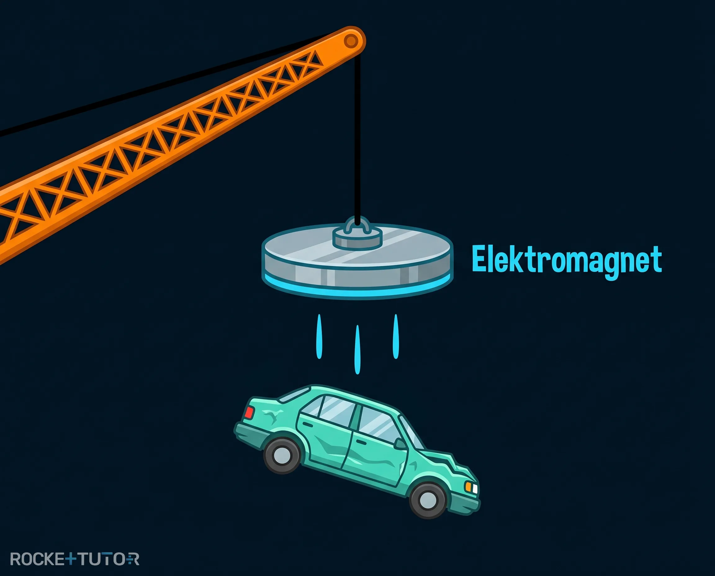 Schrottplatzkran mit großem Elektromagnet