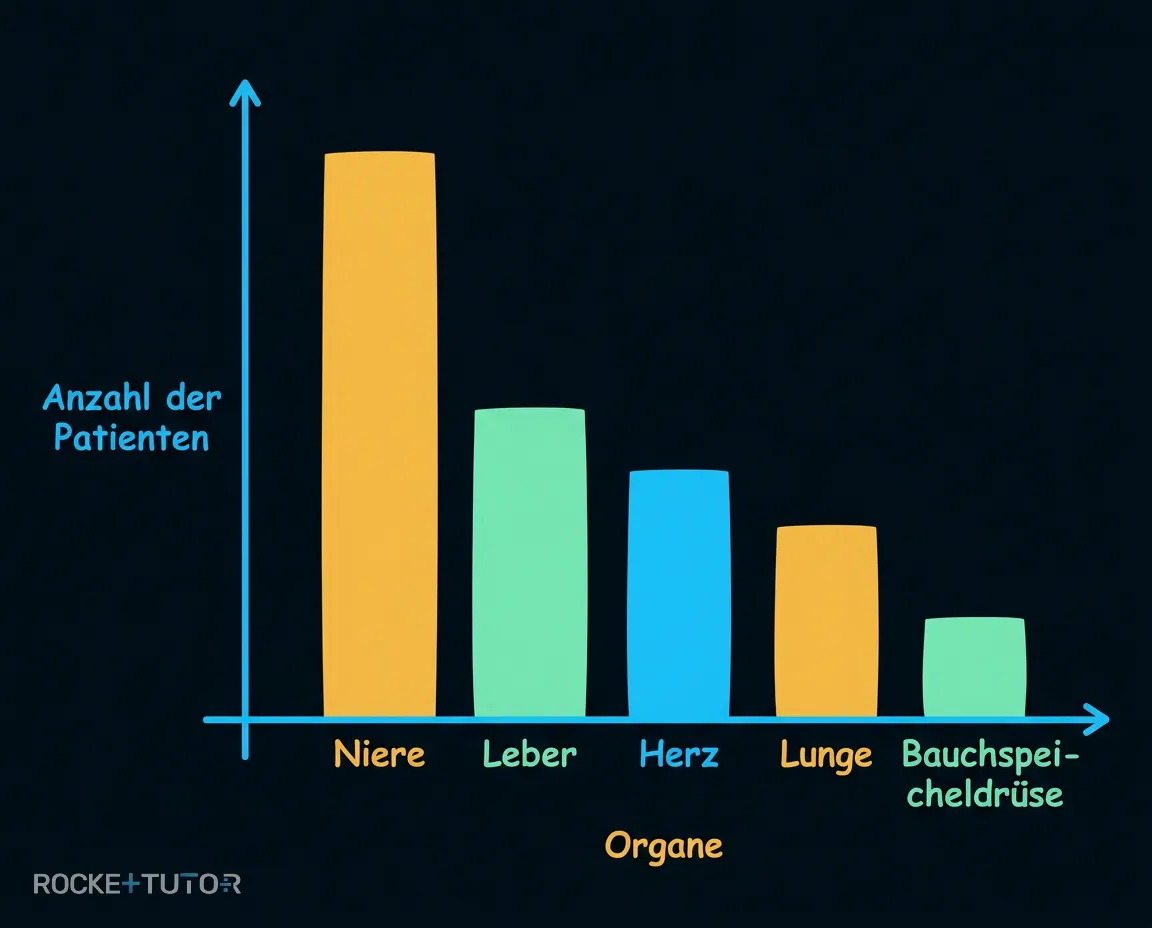 Balkendiagramm zu wartenden Patienten auf Organe