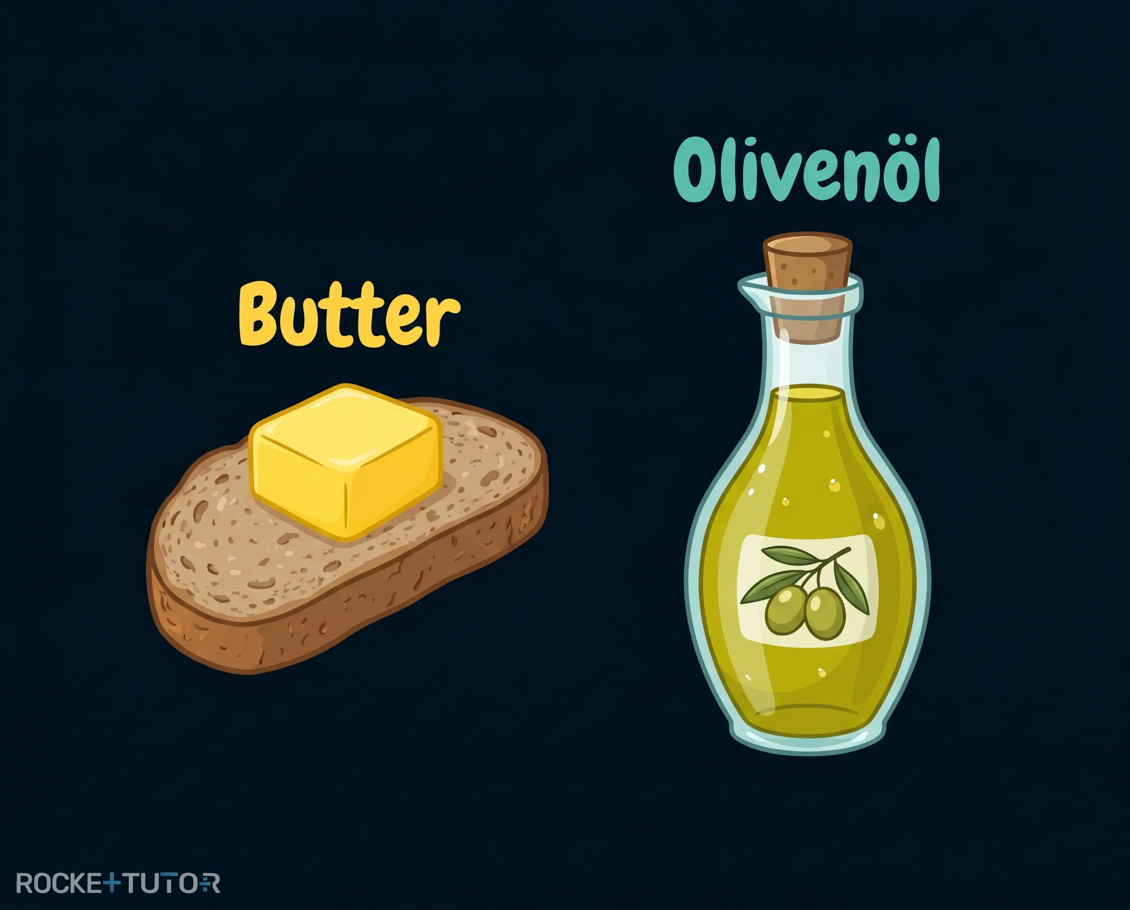 Alltägliche Fette wie Butter und Öl