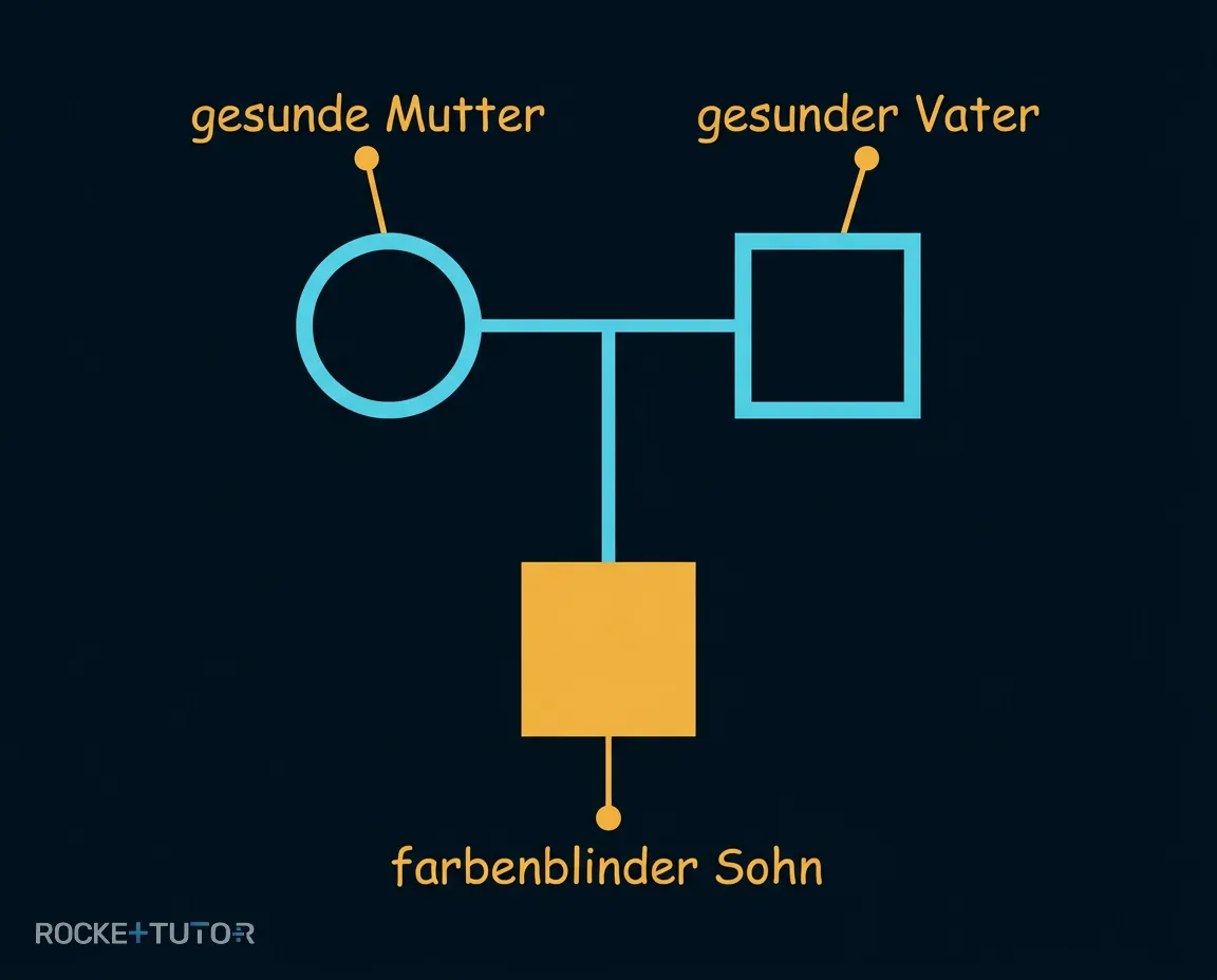 Stammbaum mit farbenblindem Sohn