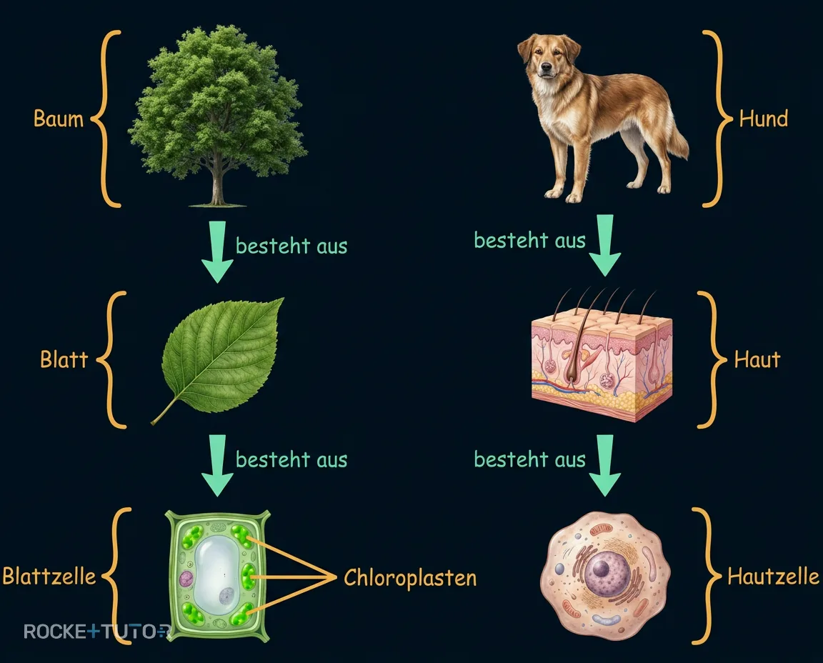 Blattzellen mit grünen Chloroplasten