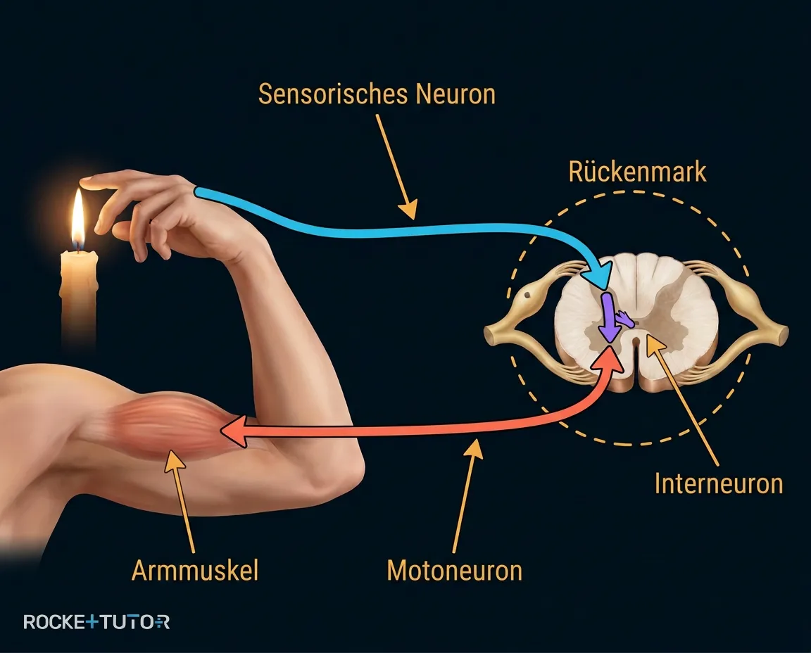 Reflexbogen mit drei Neuronenarten