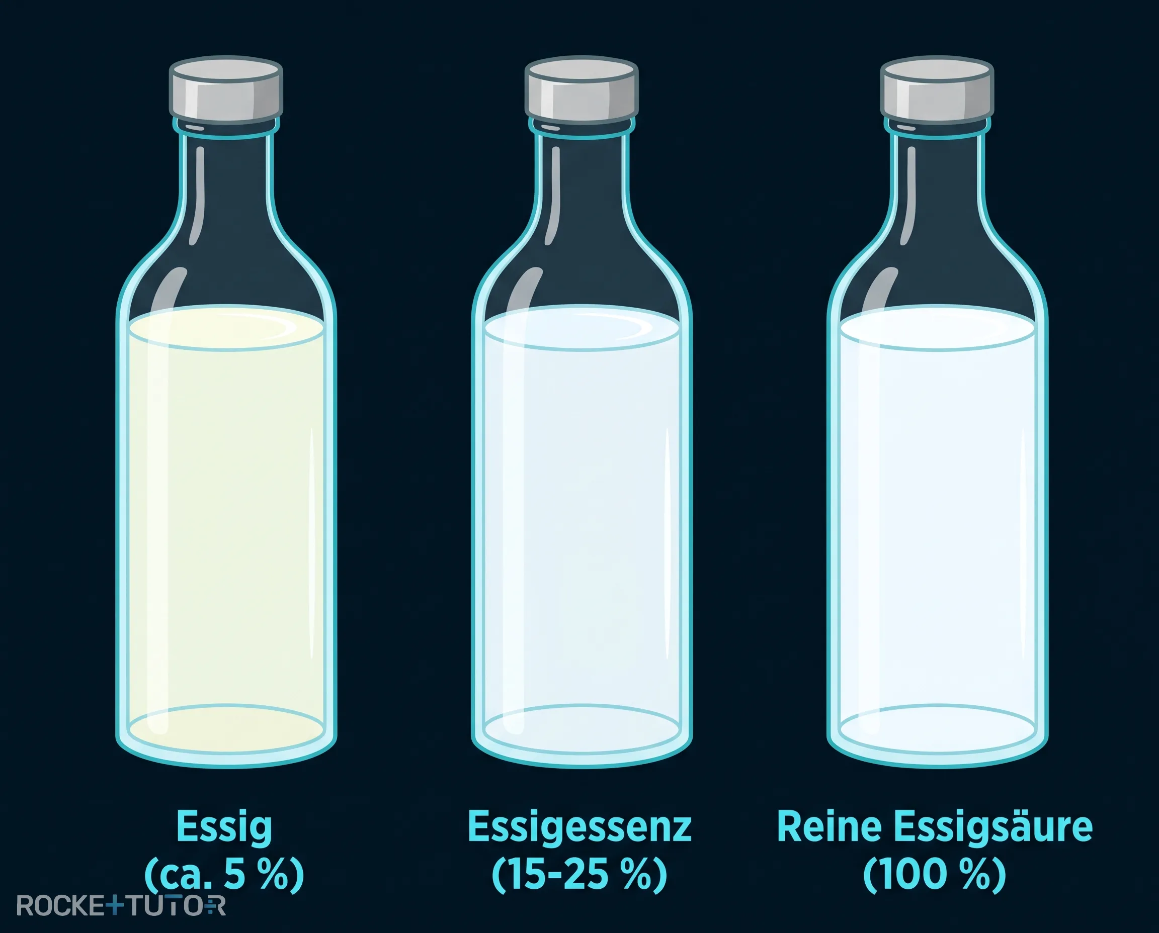 Flaschen mit verschiedenen Essigsorten