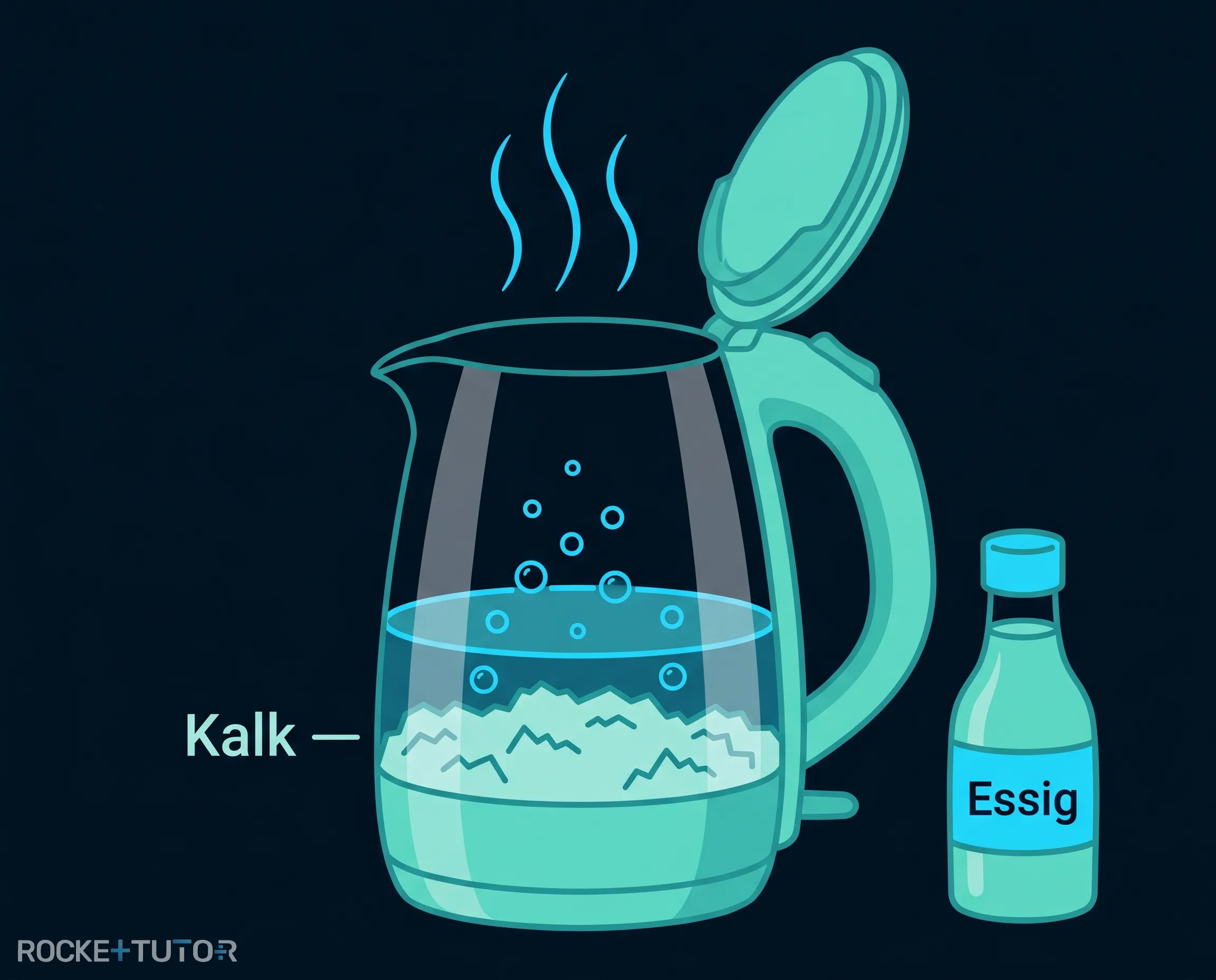 Verkalkter Wasserkocher mit Essig