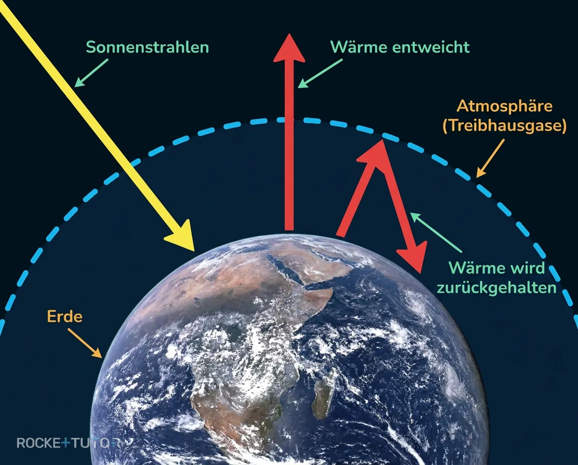 Erde mit Atmosphäre und Sonnenstrahlen
