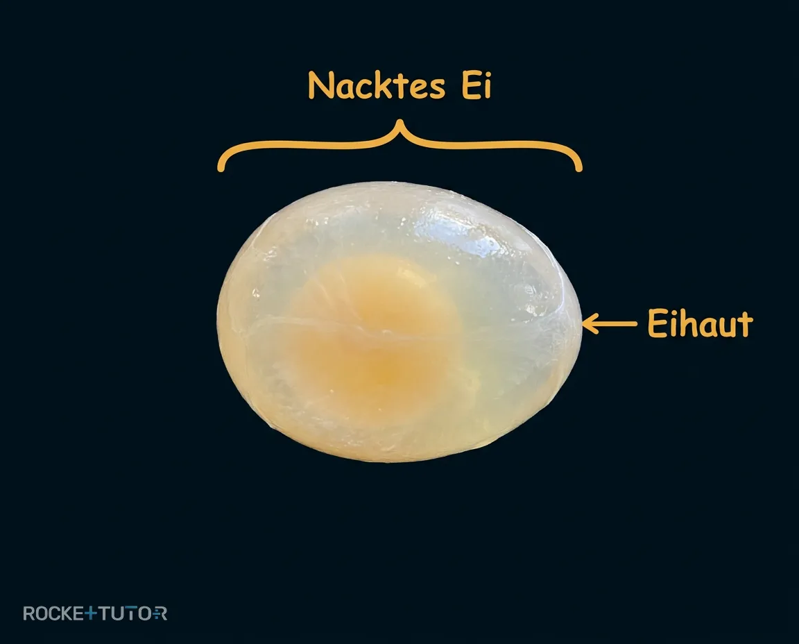 Nacktes Ei nach Essigbad
