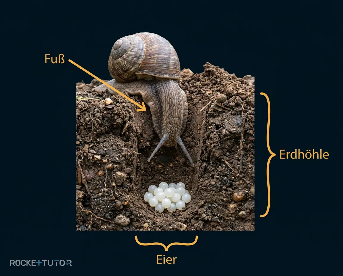 Schnecke bei der Eiablage