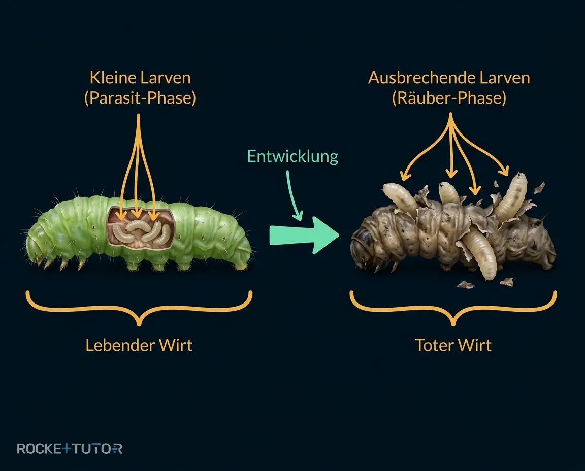 Illustration eines Raubparasiten in Insekt