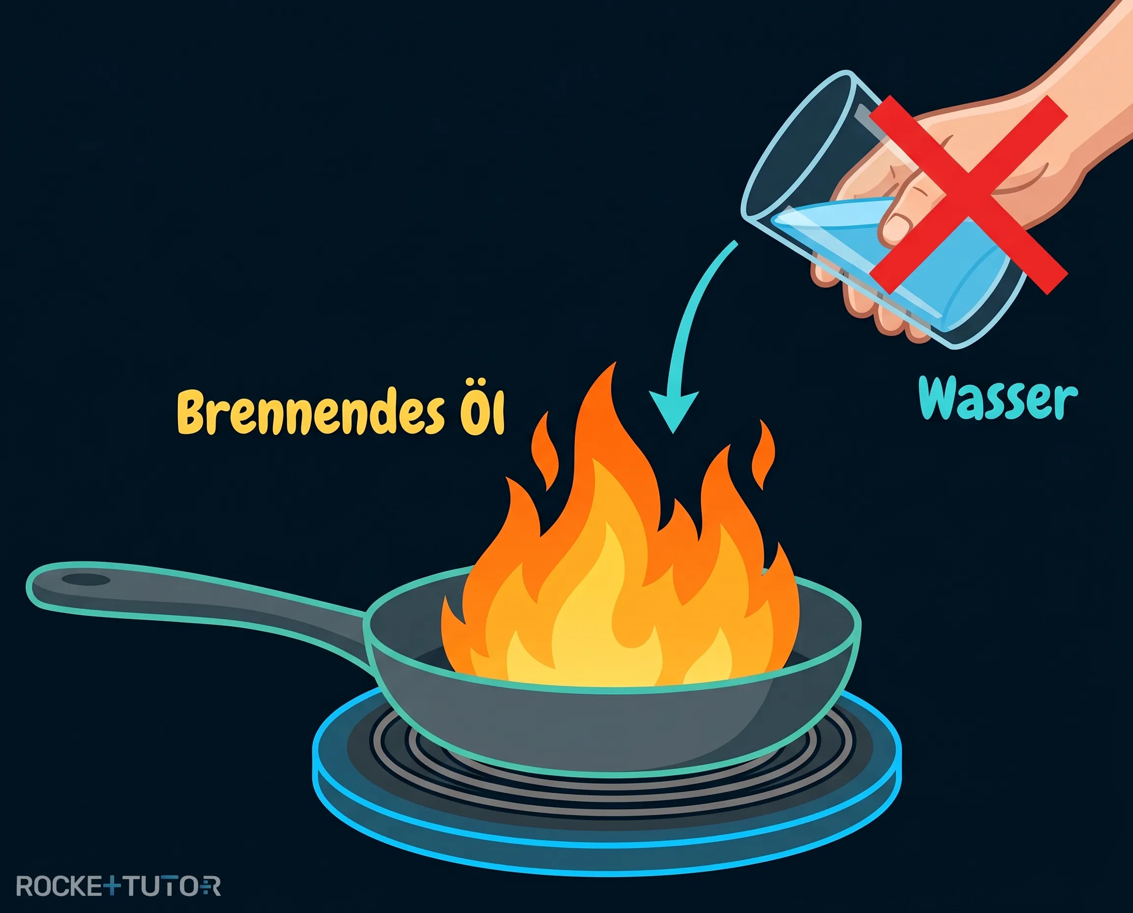 Brennende Pfanne mit Öl