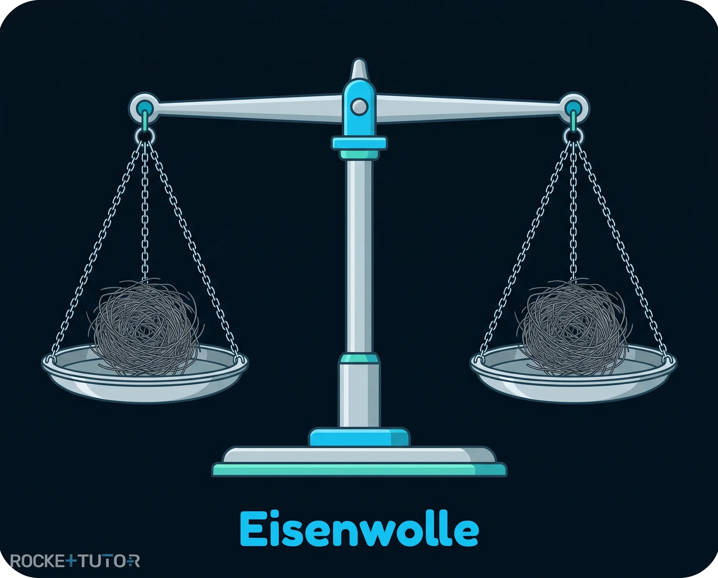 Balkenwaage mit Eisenwolle im Gleichgewicht