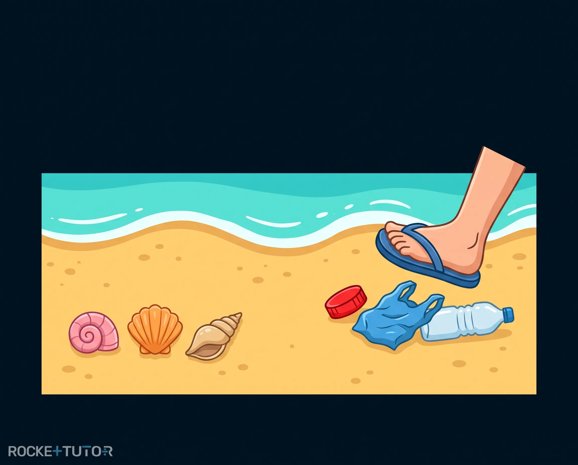Müll an einem Sandstrand