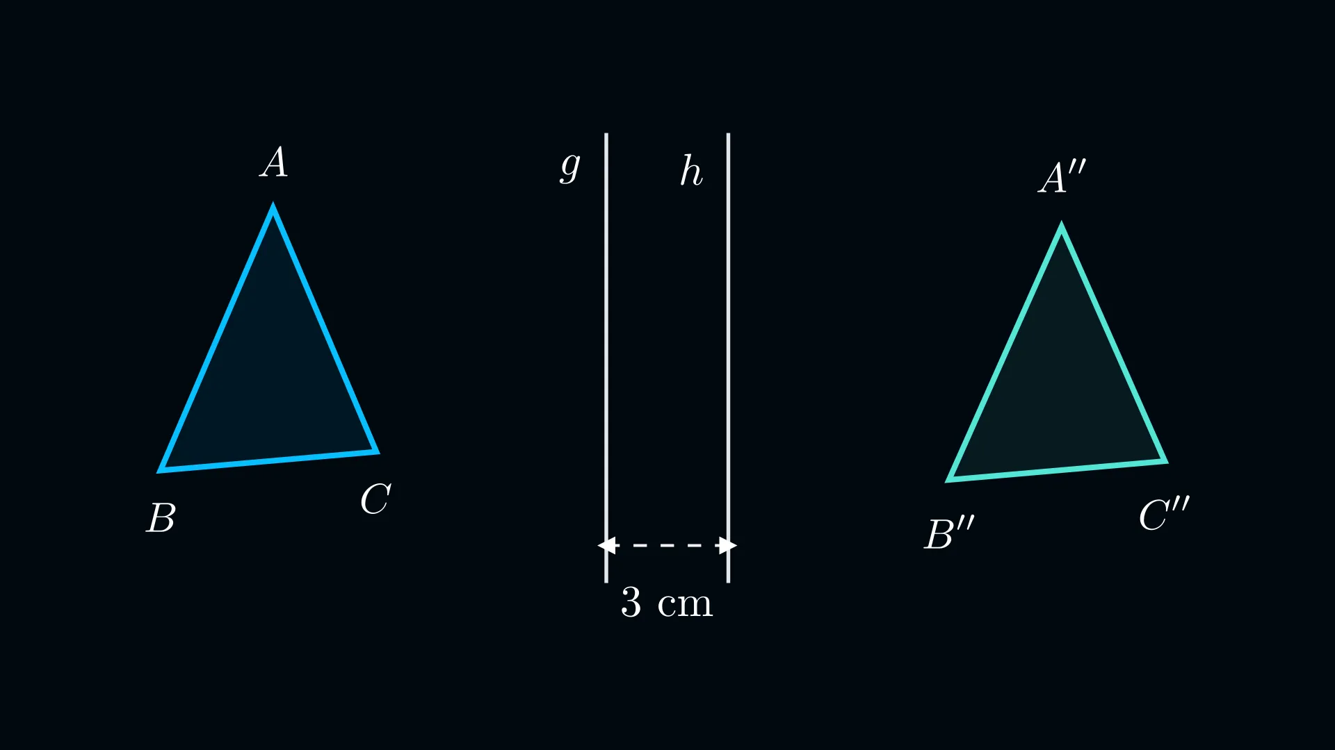 Dreieck mit parallelen Geraden, Abstand 3 cm
