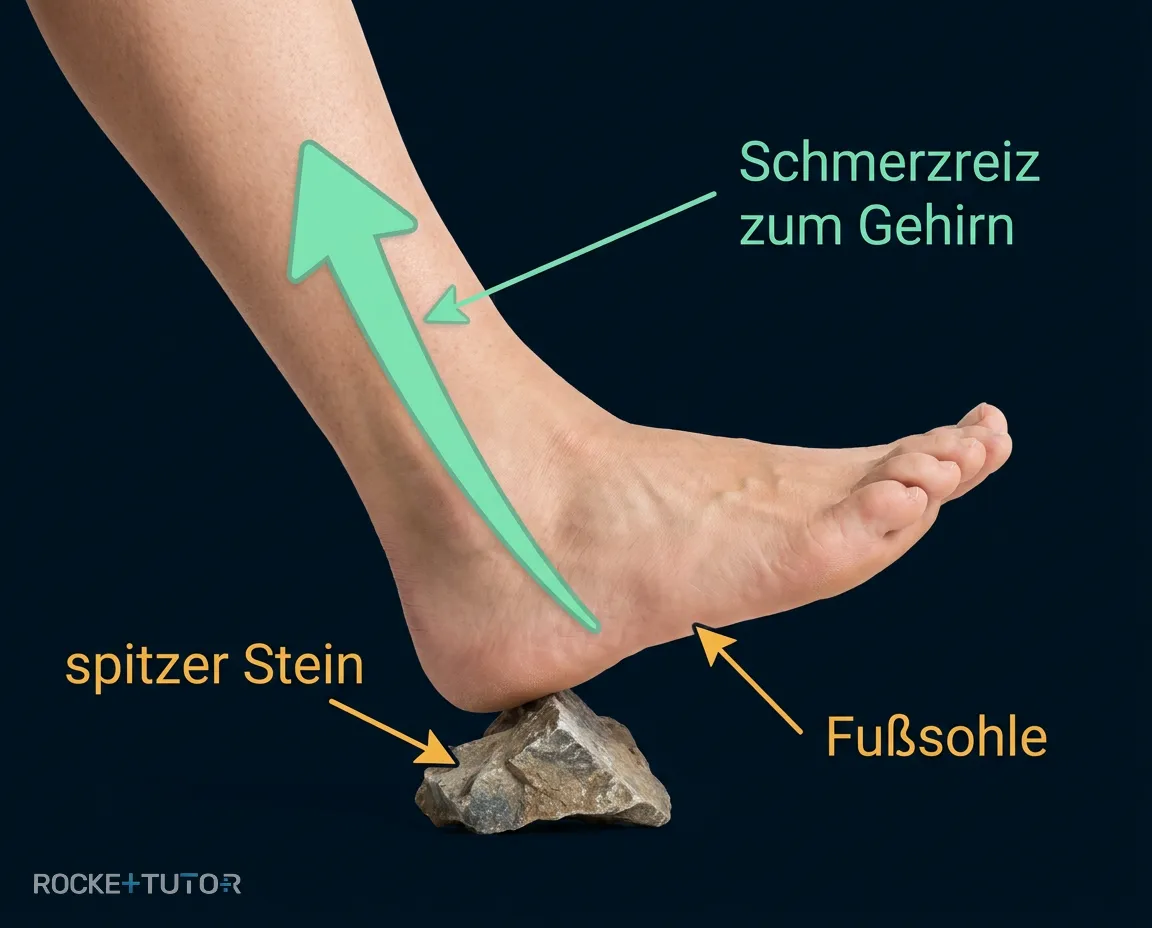 Fuß tritt auf Stein