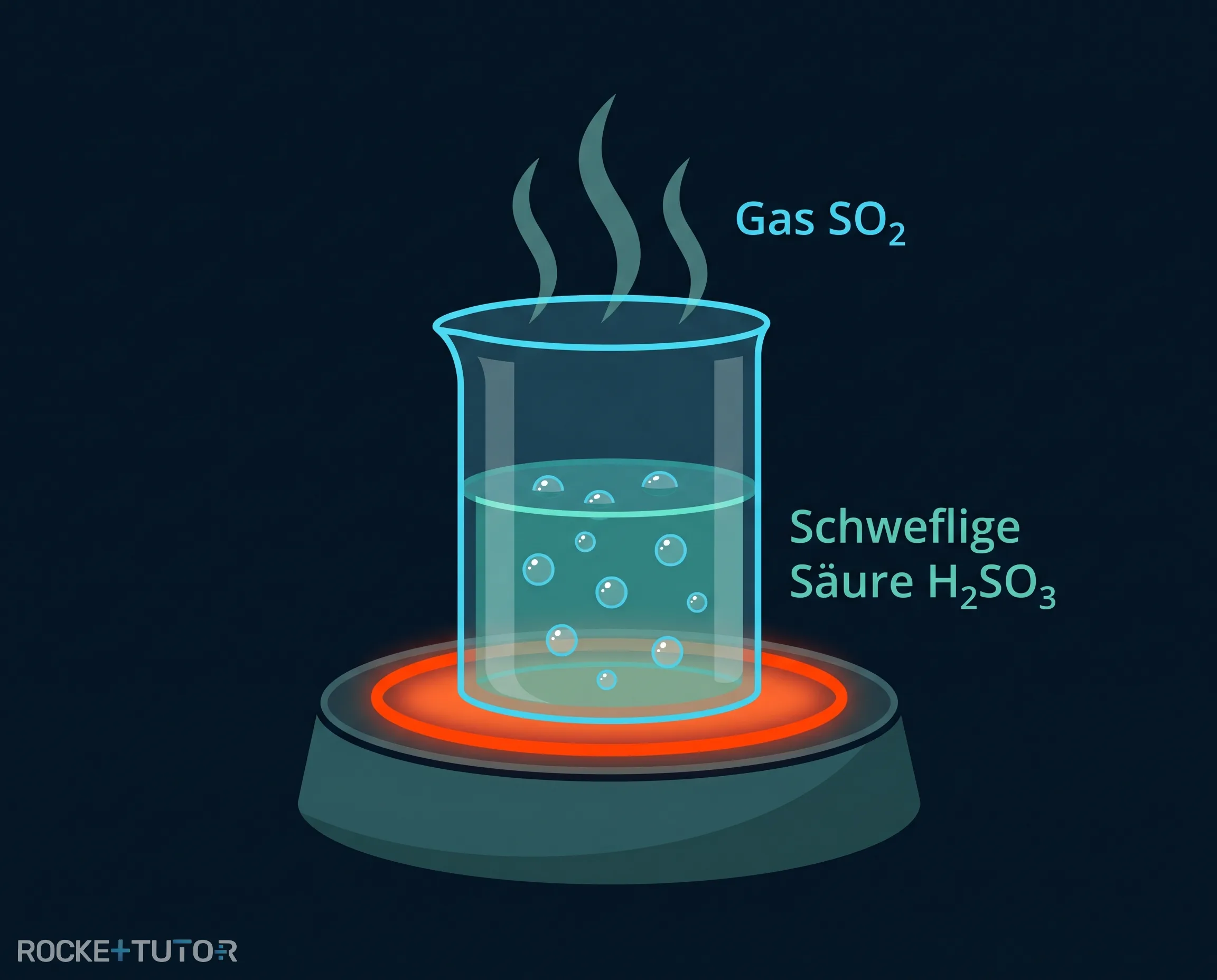 Becherglas mit sprudelnder Flüssigkeit