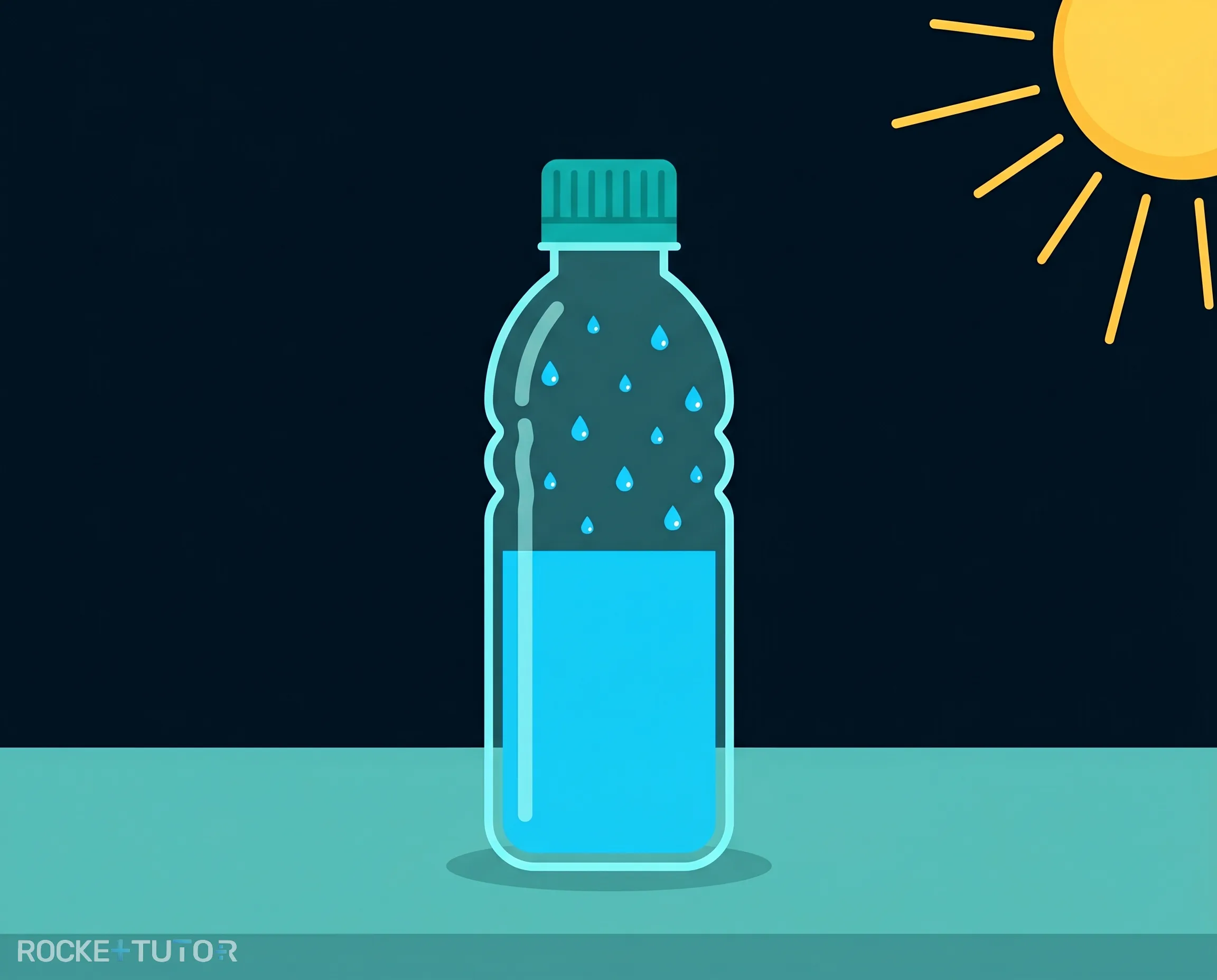 Wasserflasche mit Kondensation in der Sonne