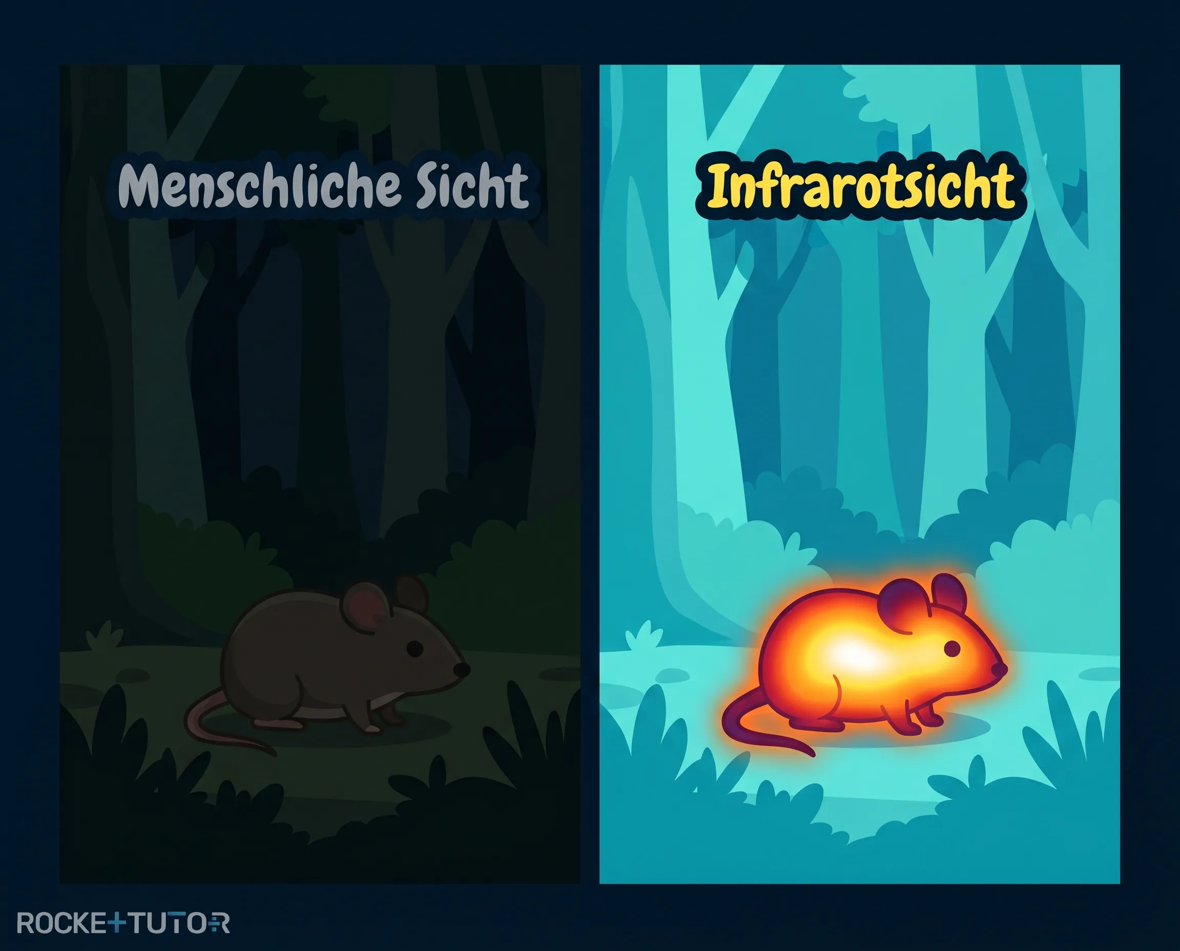 Schlange sieht Infrarotstrahlung einer Maus
