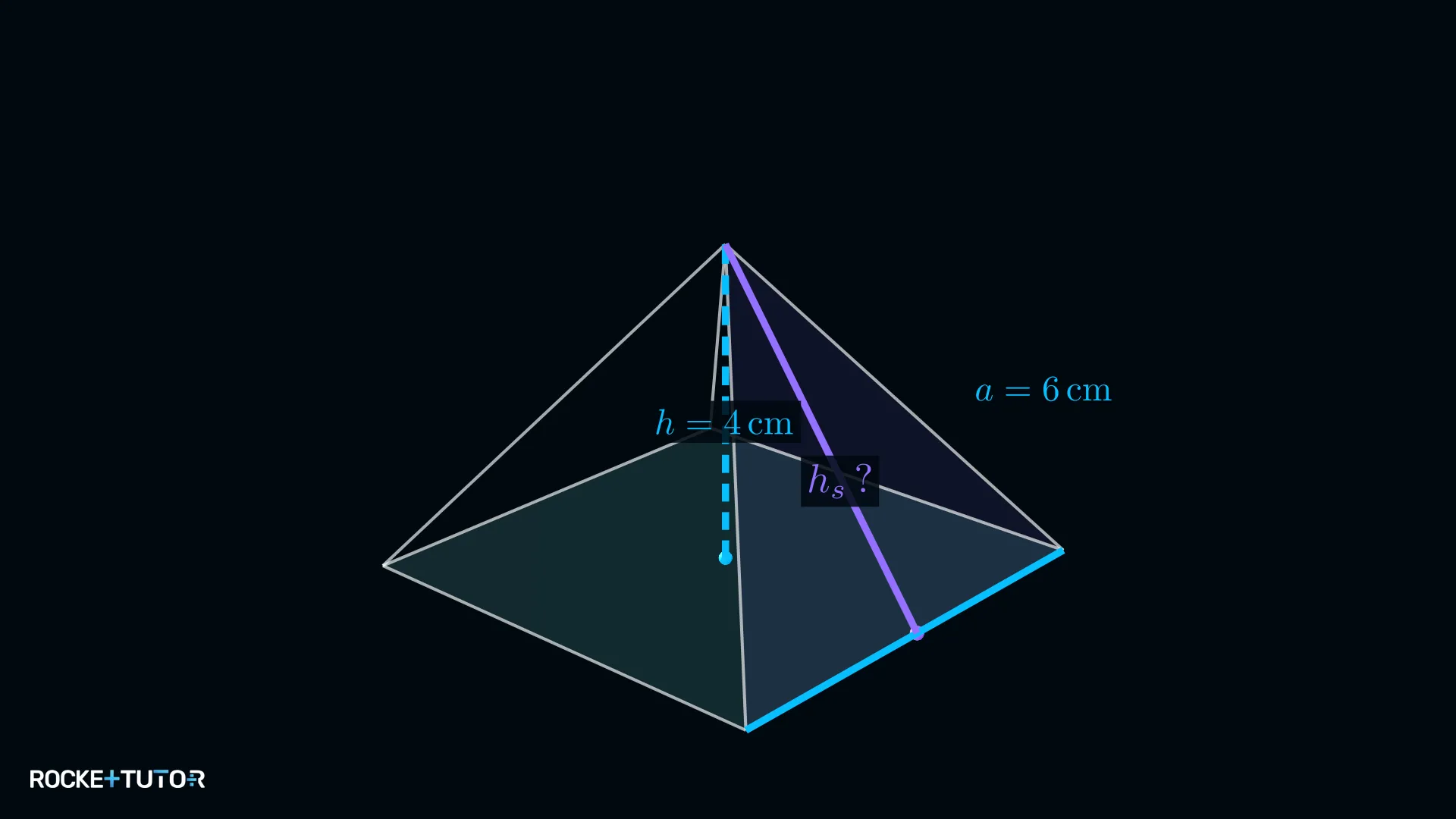 Gerade Pyramide mit Seitenhöhe hs und Grundkante 6 cm
