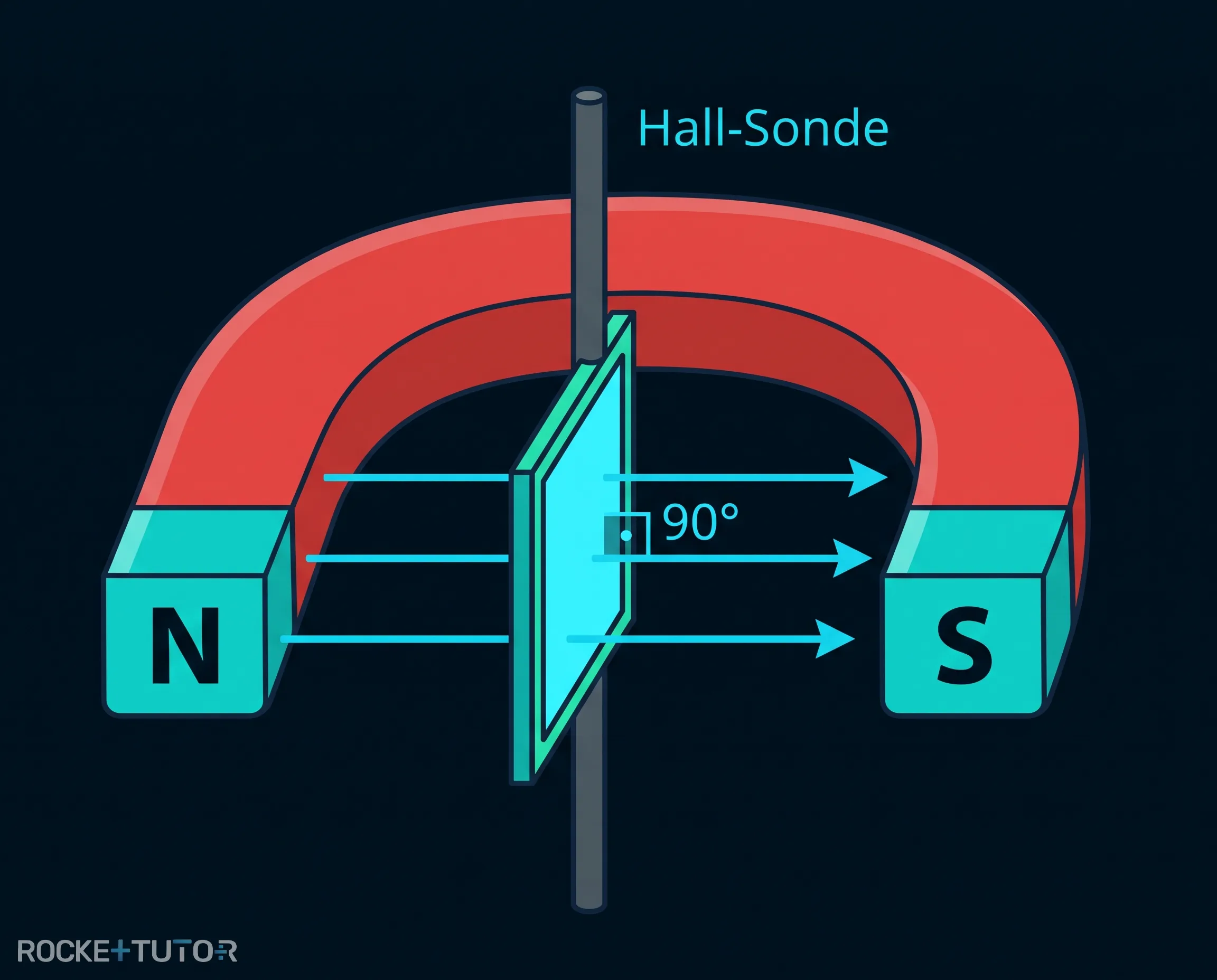Hall-Sonde im Magnetfeld
