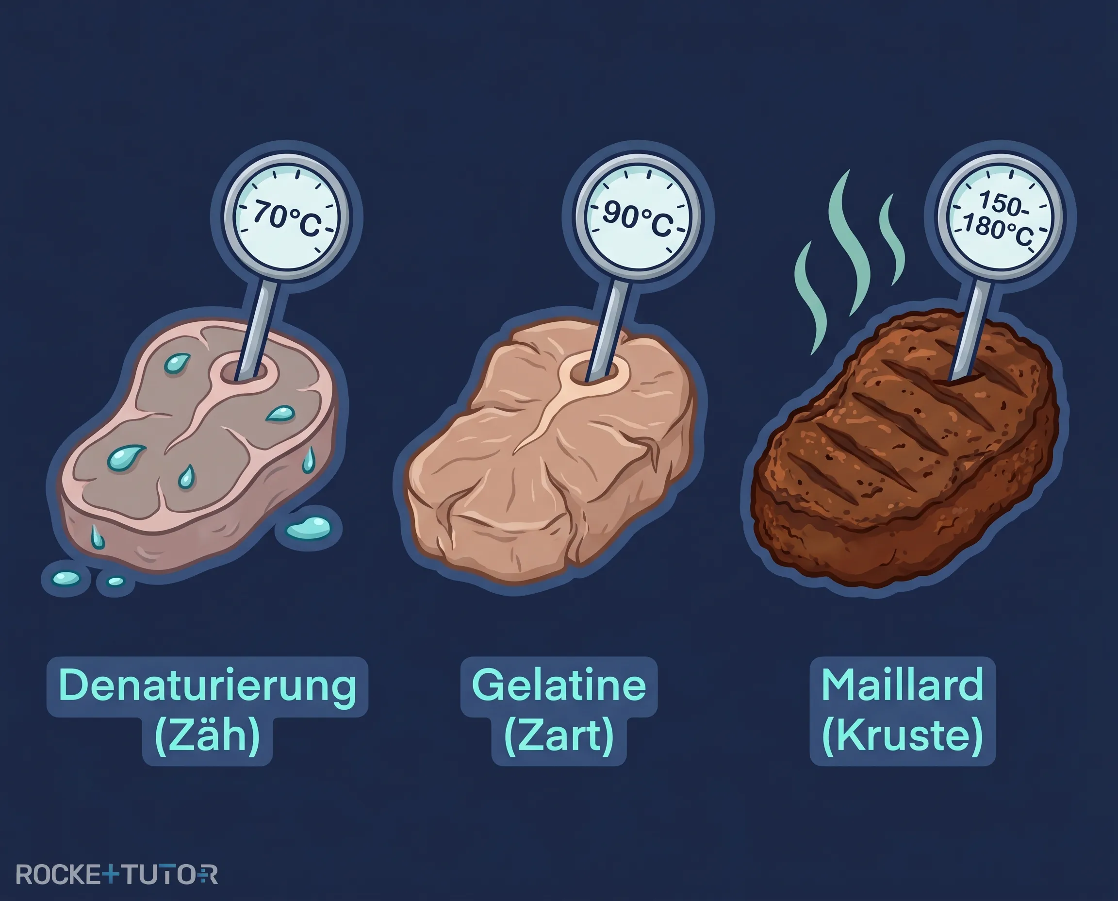 Phasen beim Braten von Fleisch