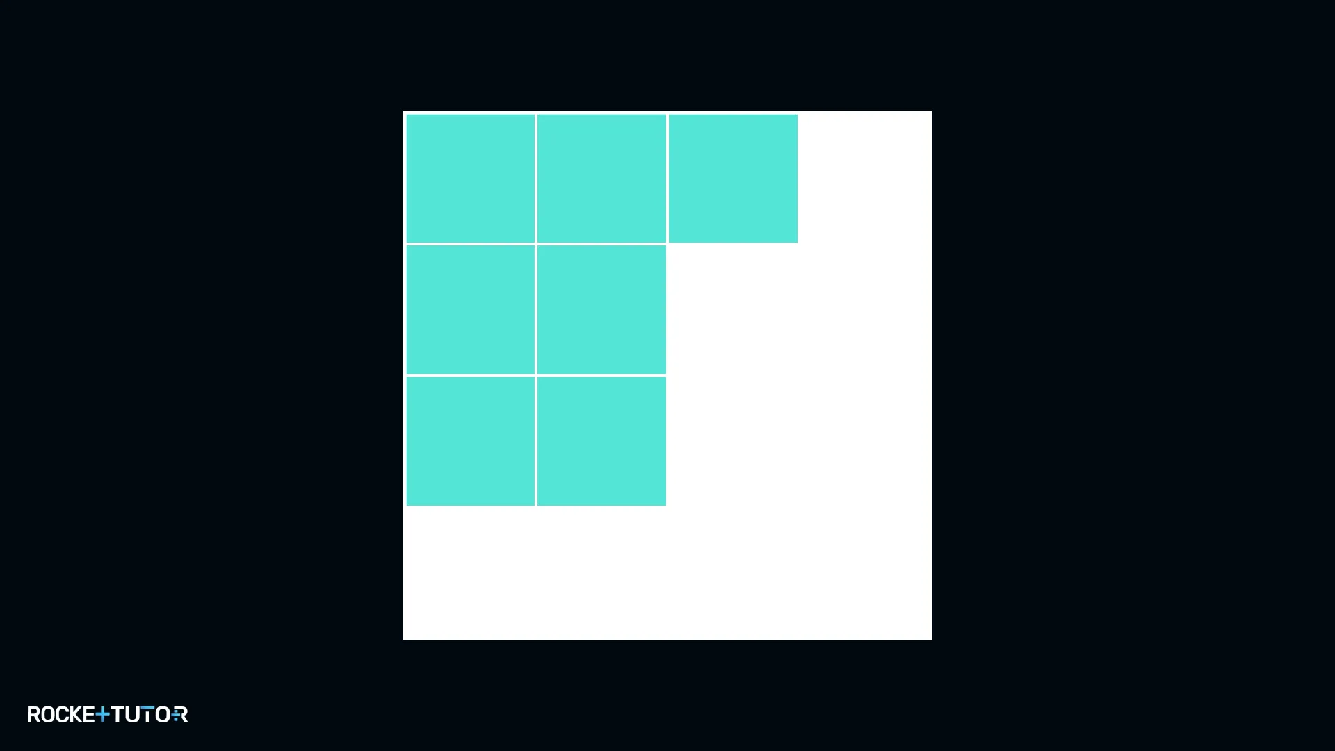 Vier mal vier Gitter, sieben Quadrate gefärbt