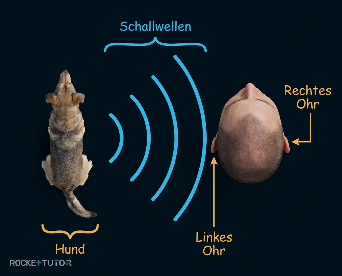 Hund bellt neben linkem Ohr