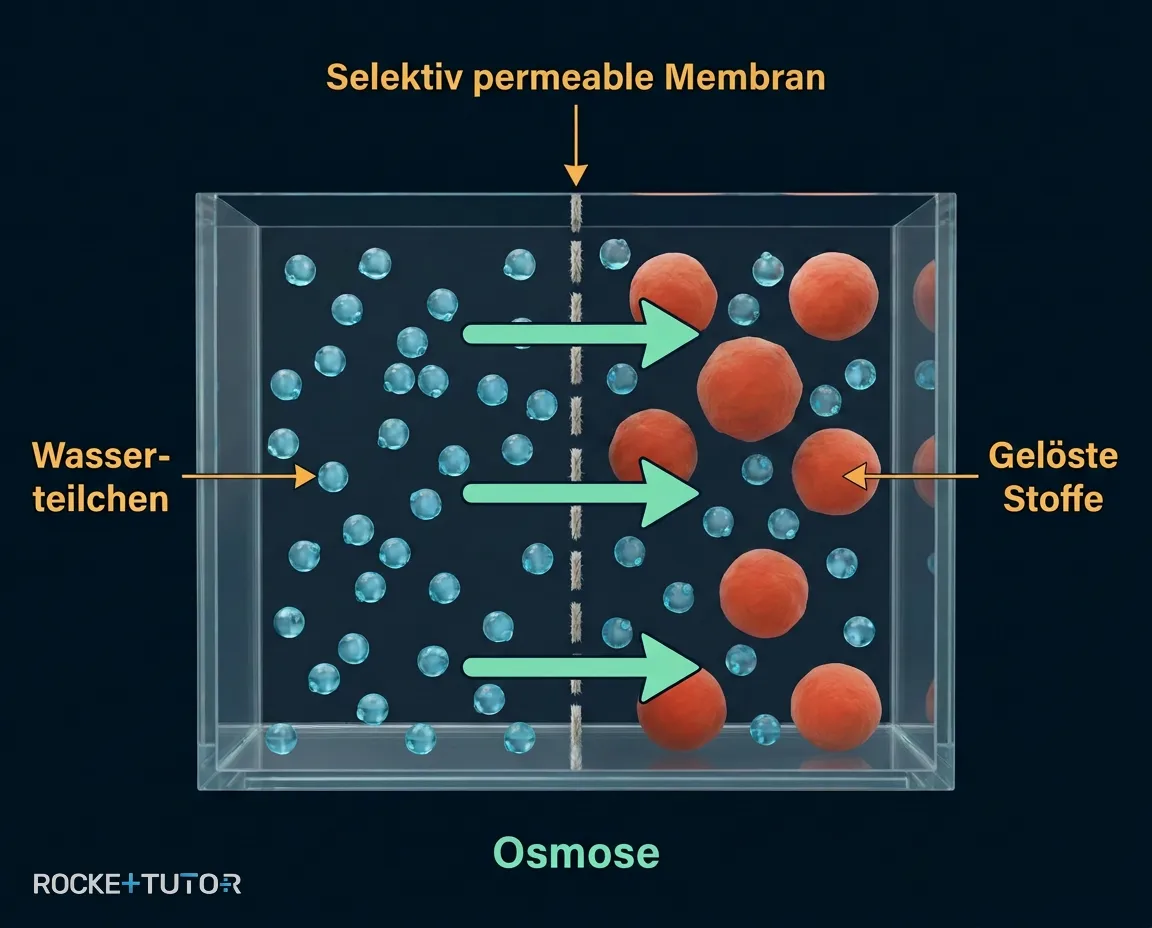Selektiv permeable Membran blockiert Salzteilchen