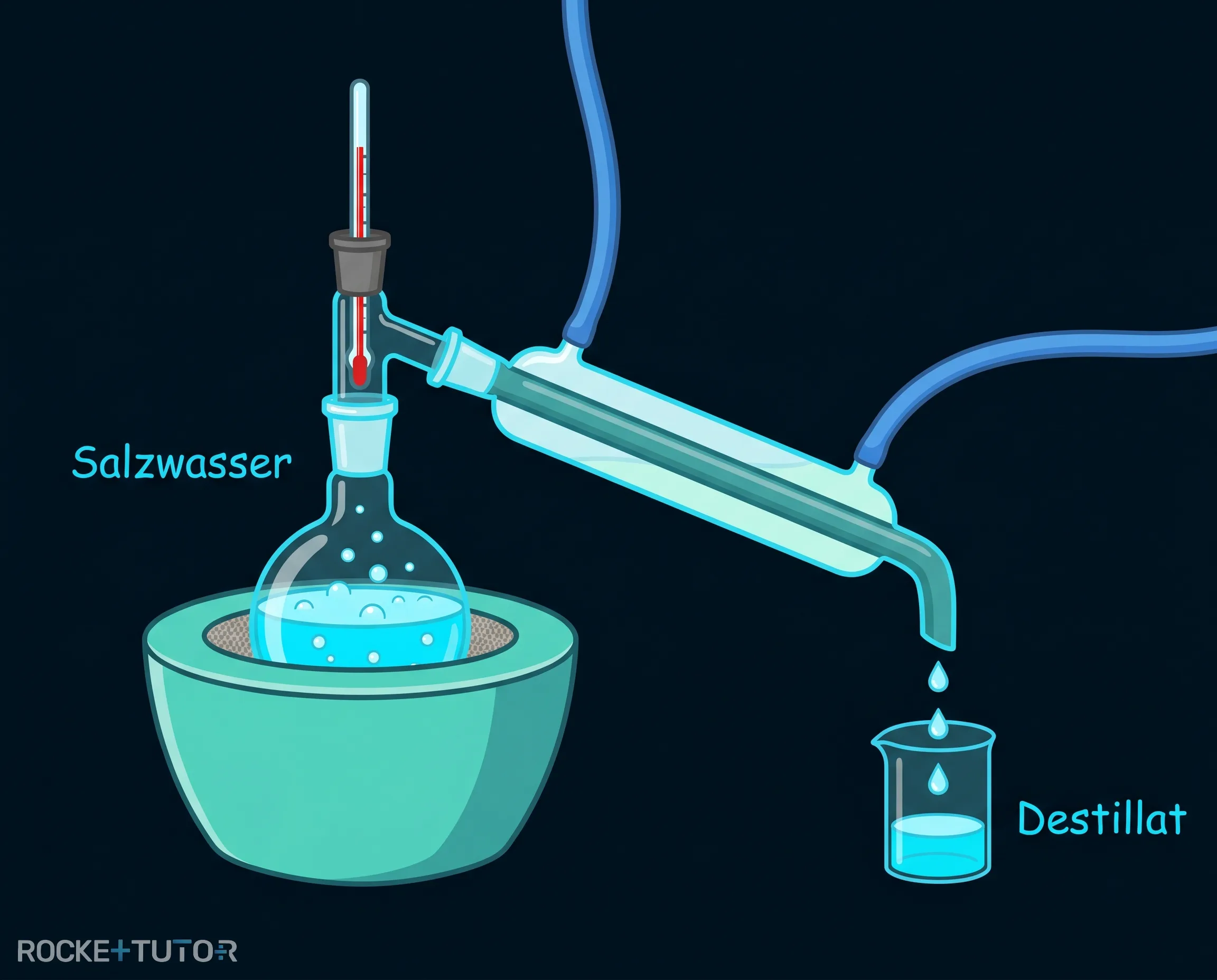 Destillation von Salzwasser