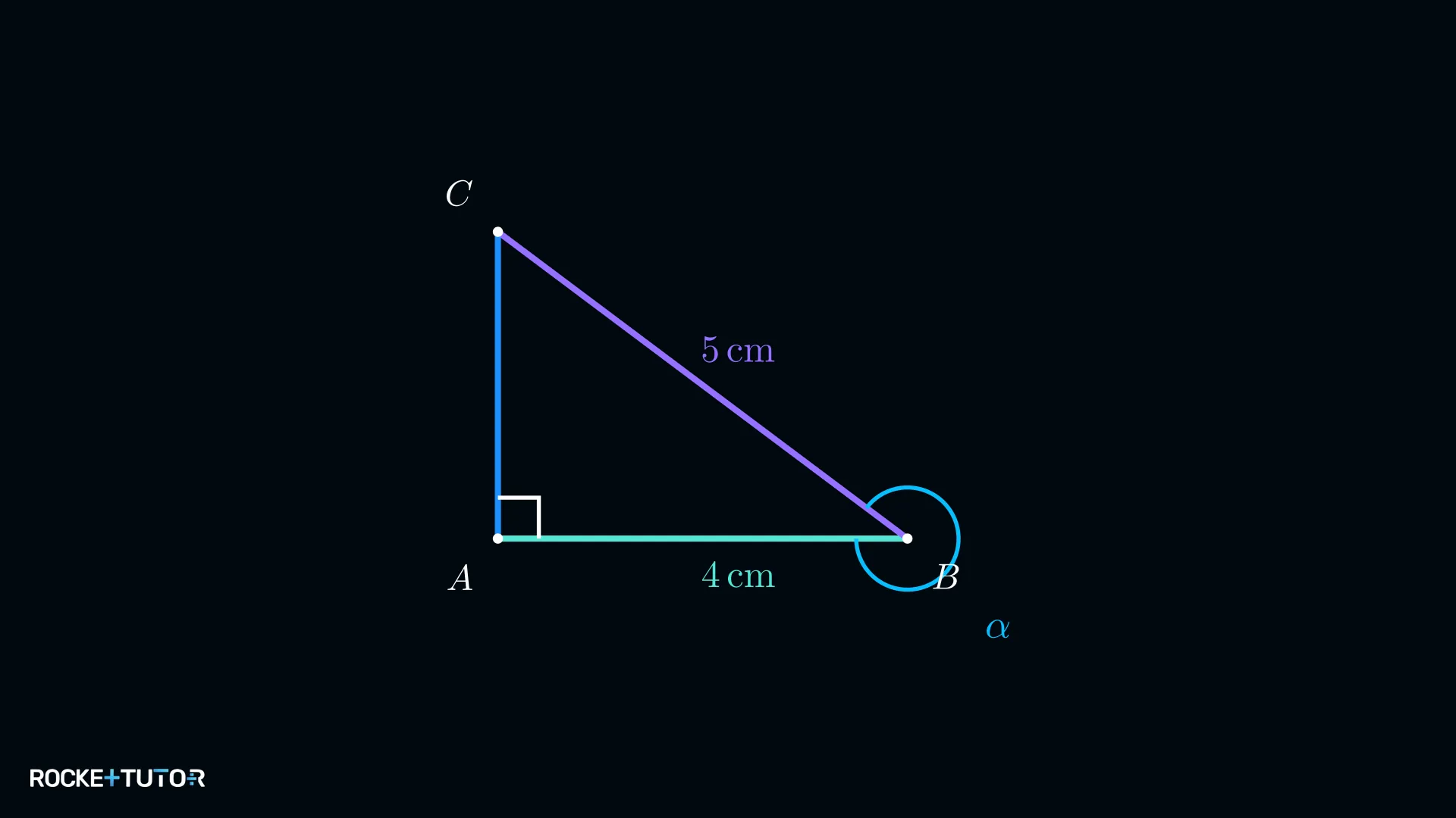 Konstruiertes rechtwinkliges Dreieck mit Ankathete 4 und Hypotenuse 5